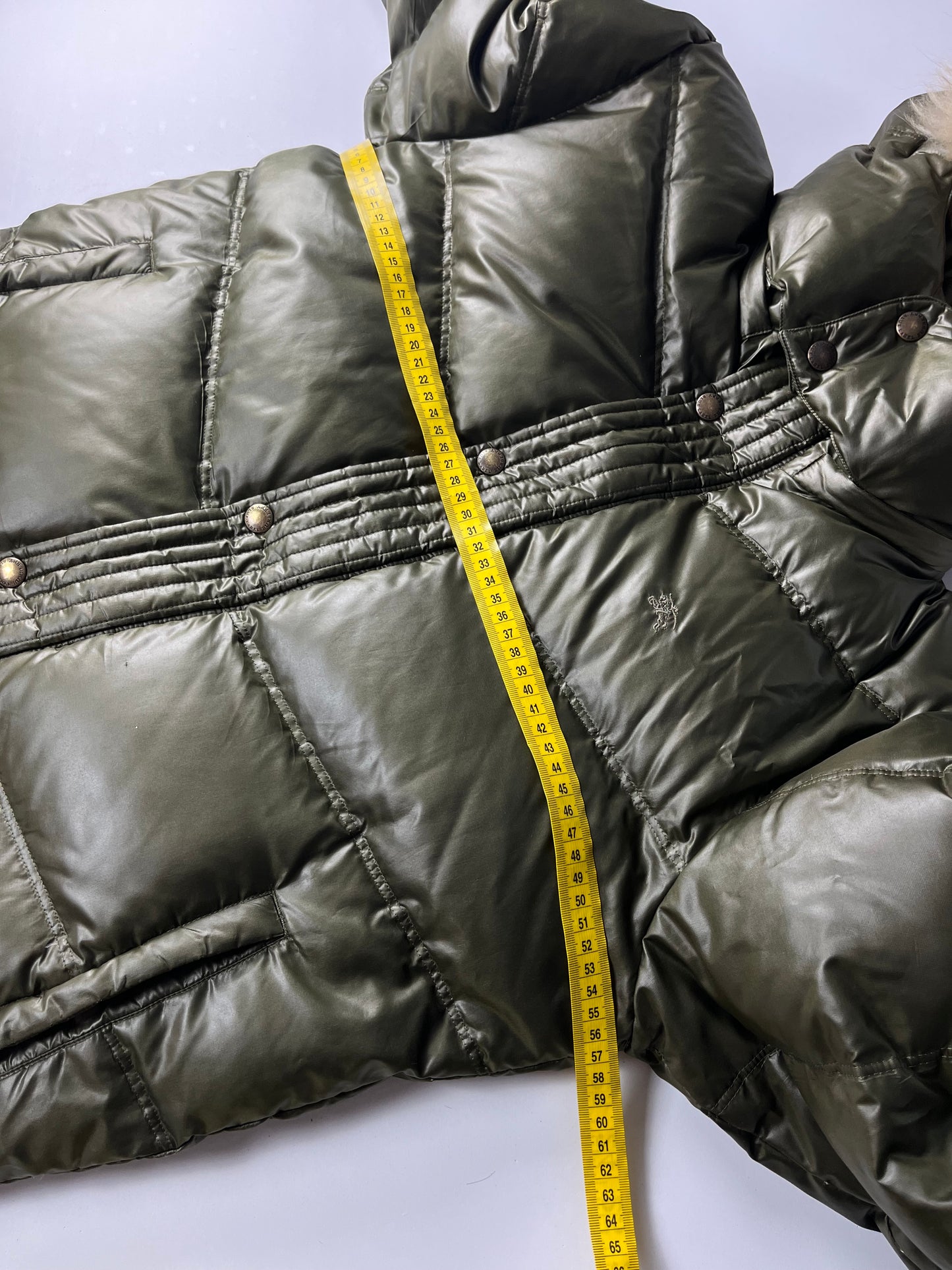 00’s BURBERRY made in Japan real fur down jacket (S/M) - dark green