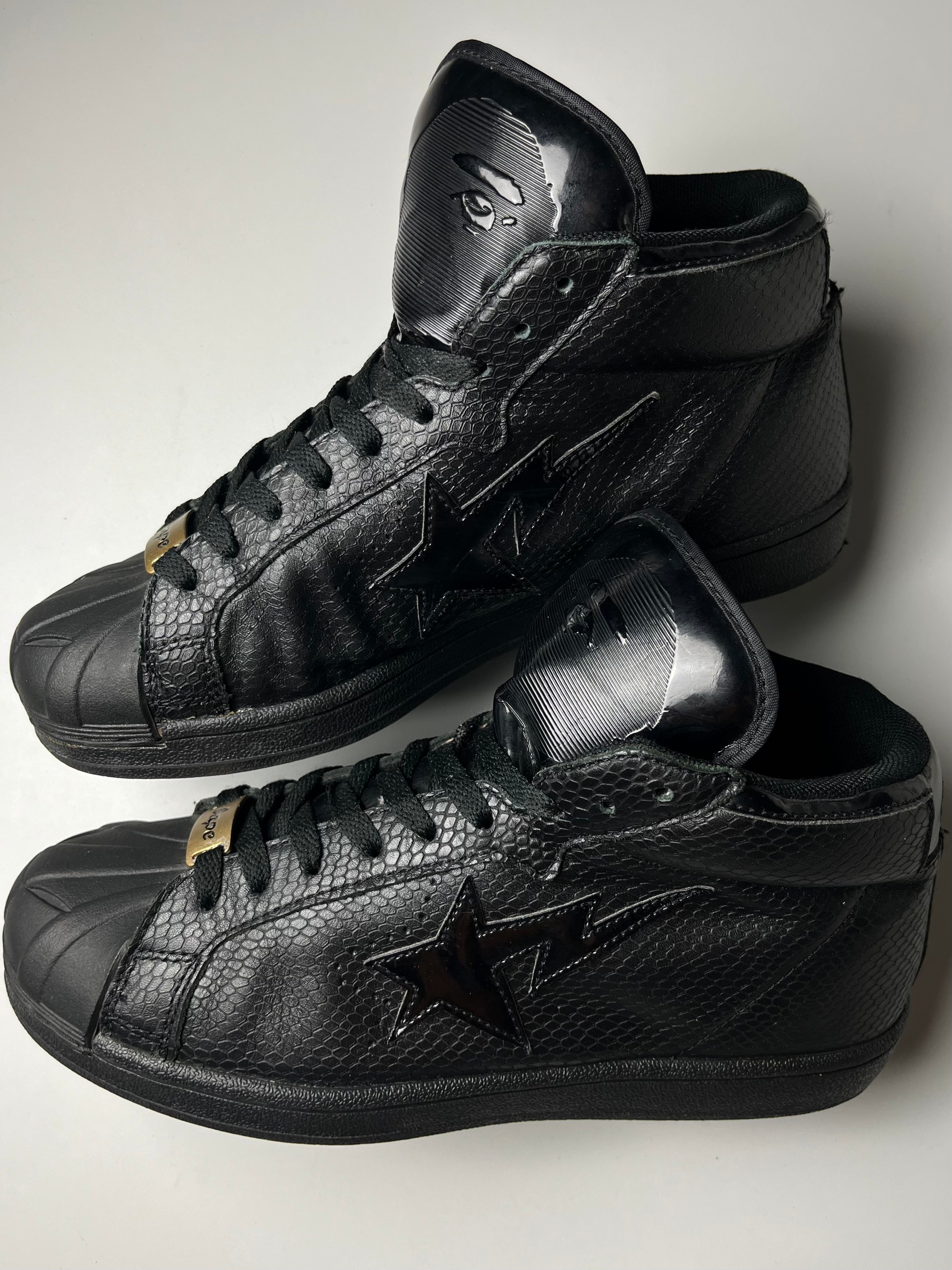 2012 BAPE high top snake skin sneakers - EU 42.5 / 43 - black