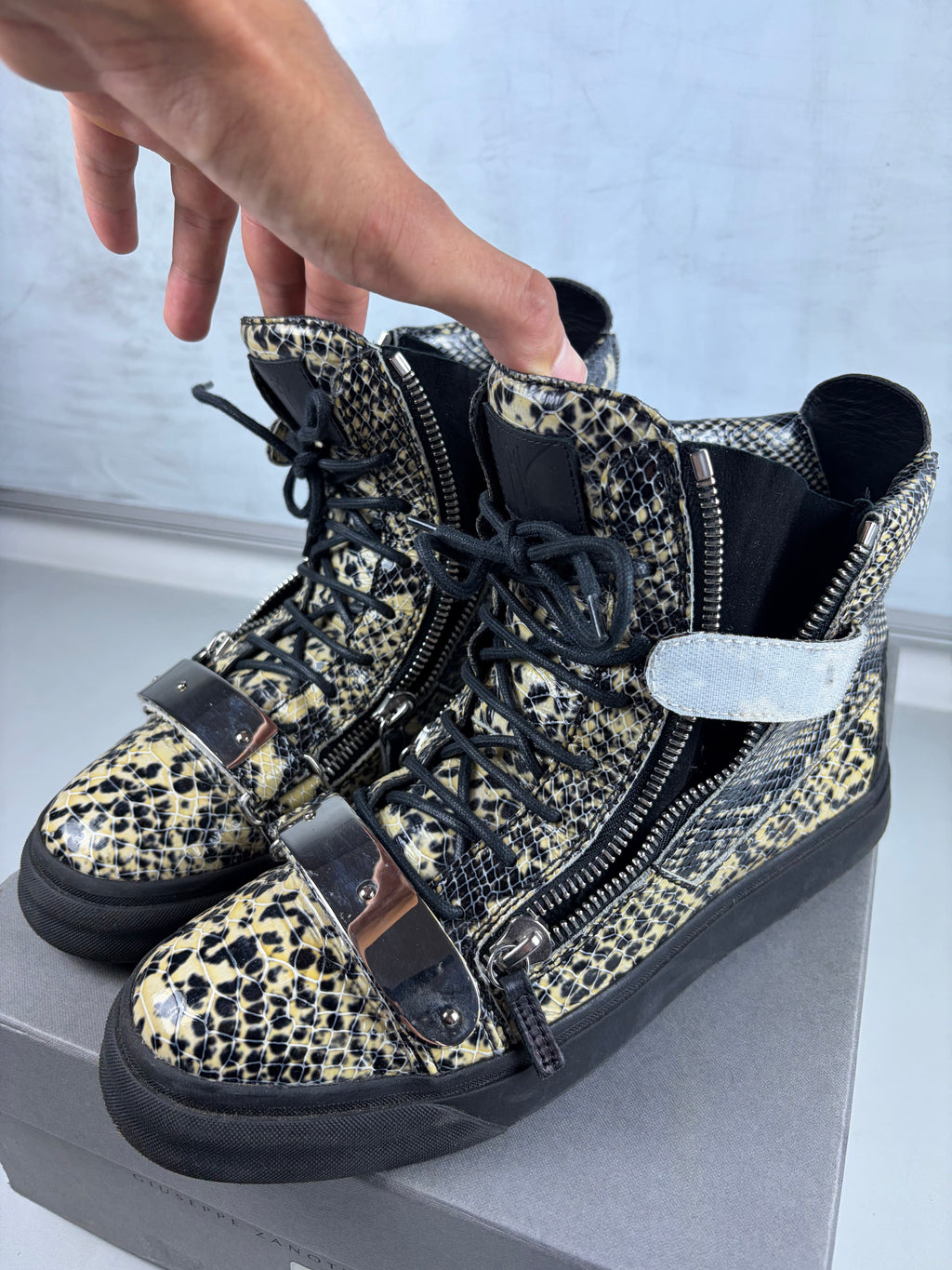 Giuseppe Zanotti Coby Python Embossed skin high tops - eu 44 / us 11