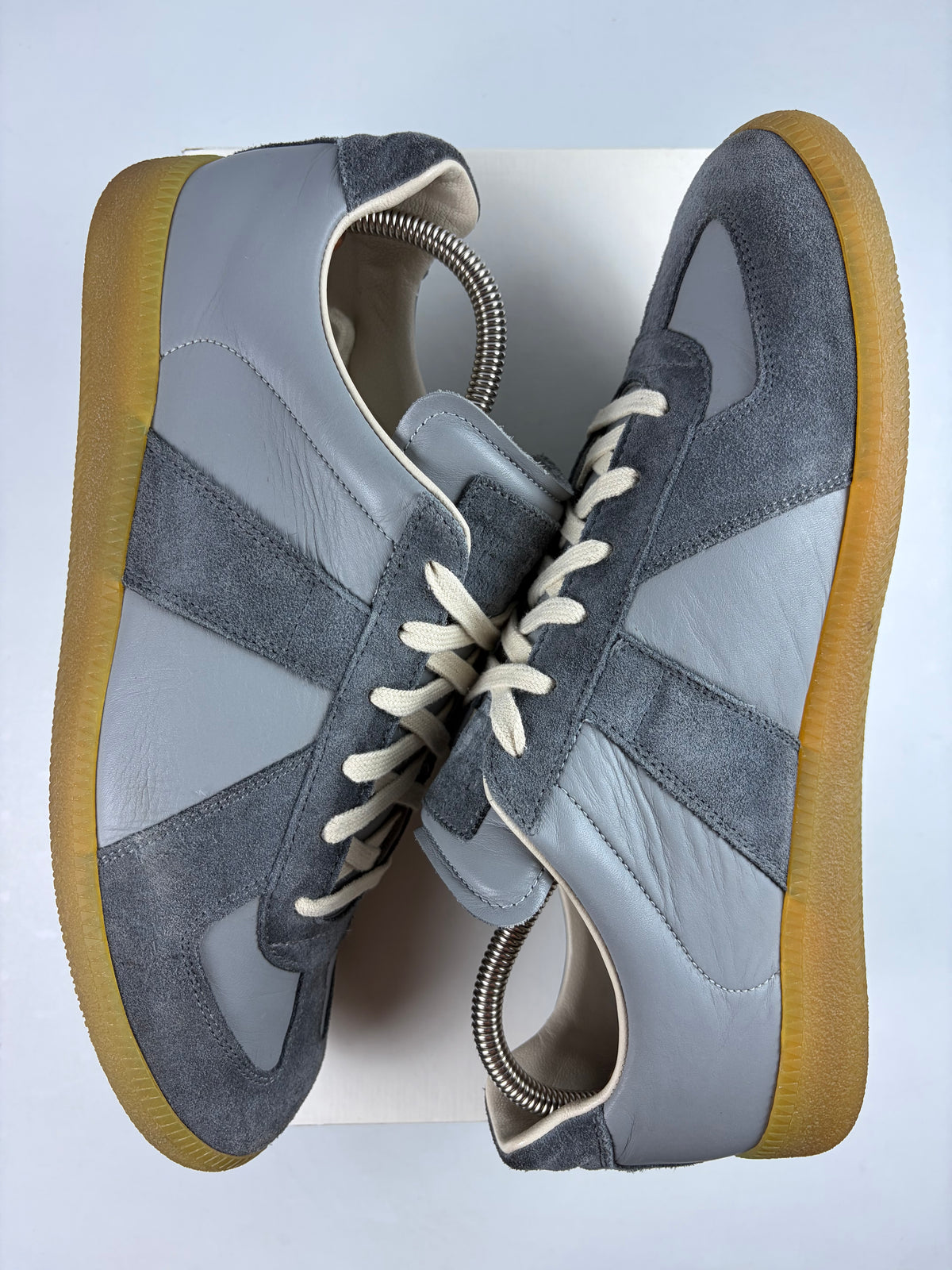 Maison Margiela low top suede & leather gats - eu 44 / us 11 - grey