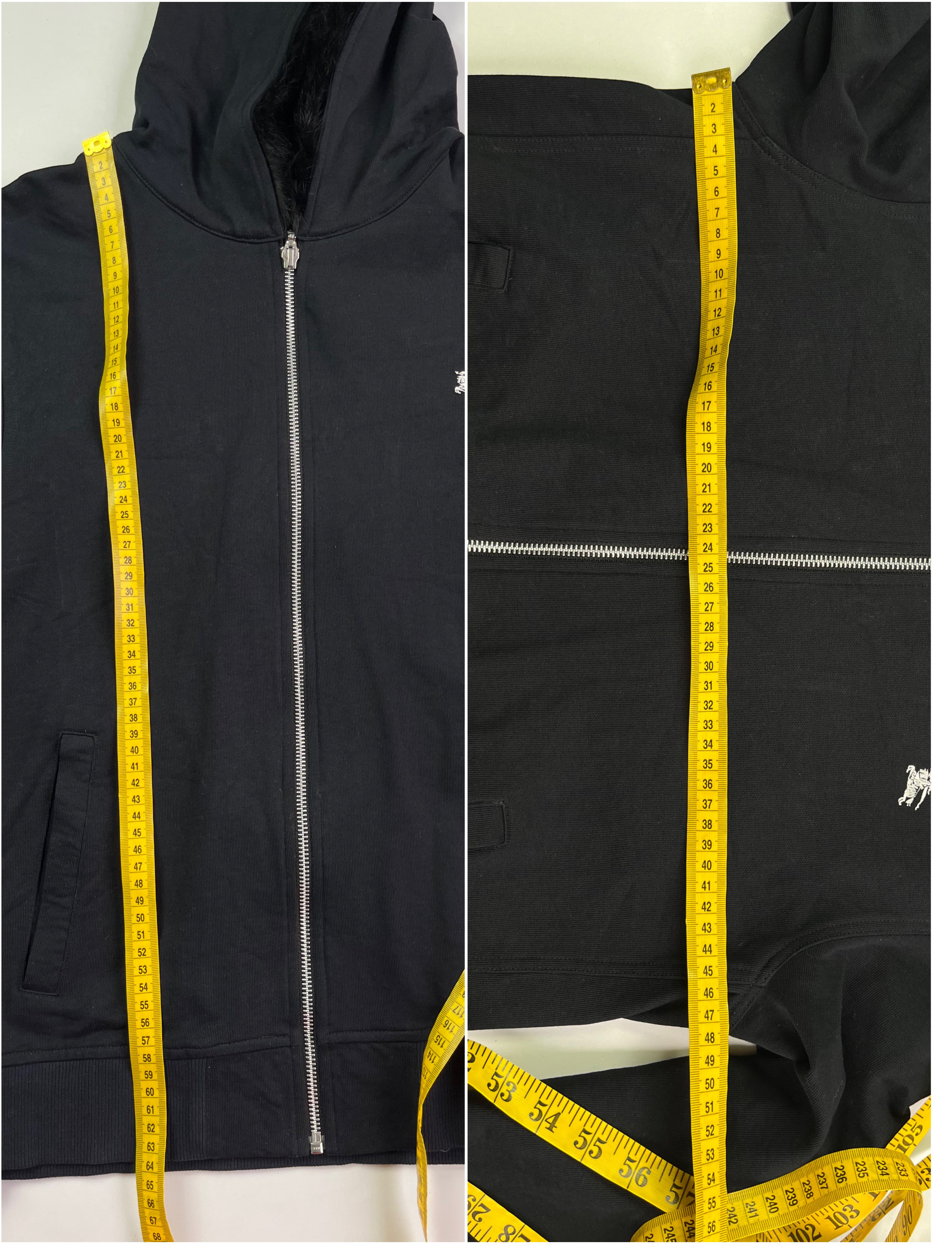 00’s BURBERRY rabbit fur zip hoodie (M/L) - black