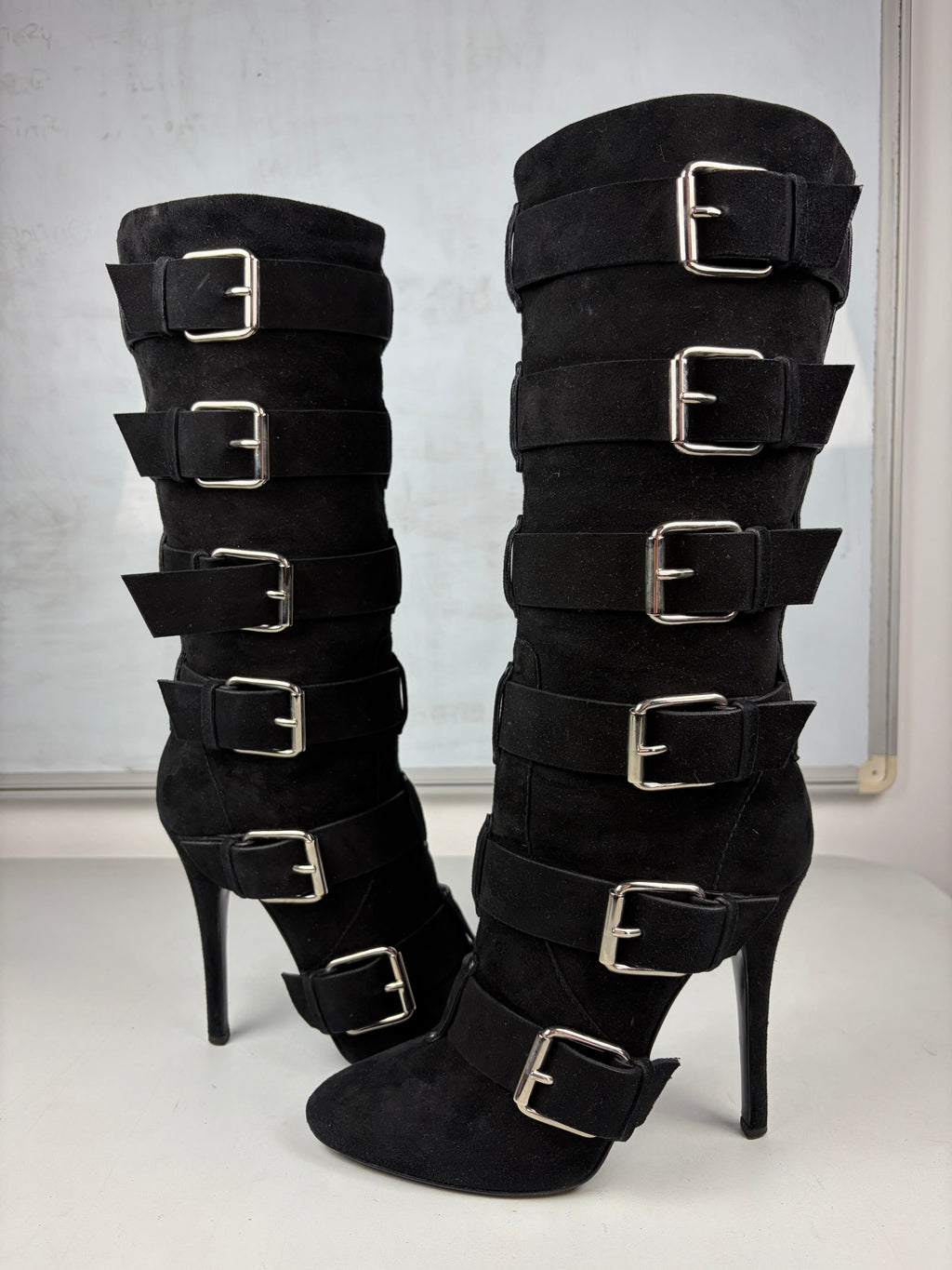2009 BALMAIN X Giuseppe Zanotti Suede Multi-Buckle Boots - eu 40 / us 8 / uk 7