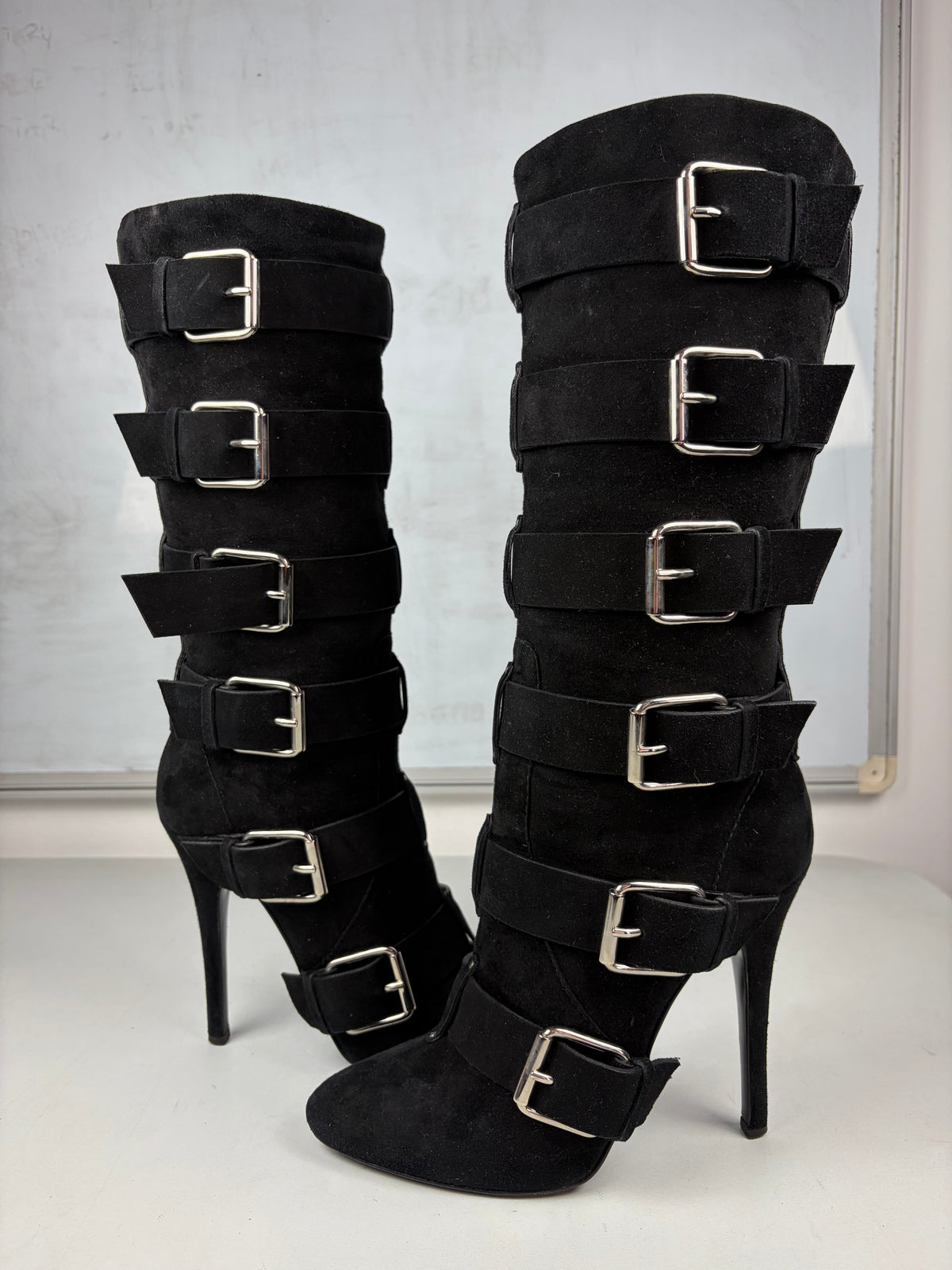 2009 BALMAIN X Giuseppe Zanotti Suede Multi-Buckle Boots - eu 40 / us 8 / uk 7