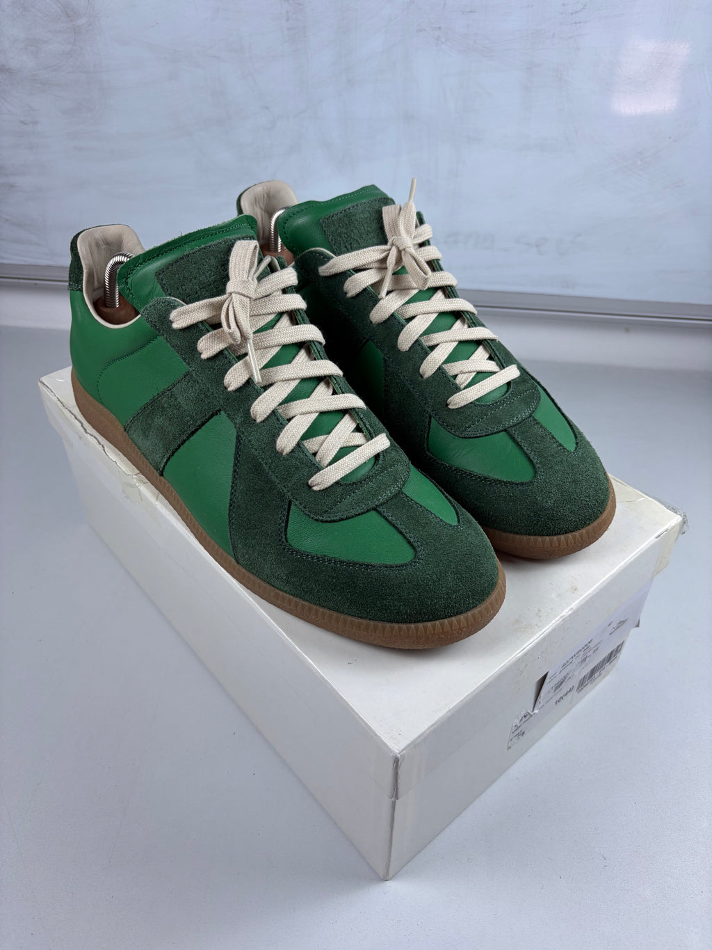 Maison Margiela low top suede & leather gats - eu 44 / us 11 - green