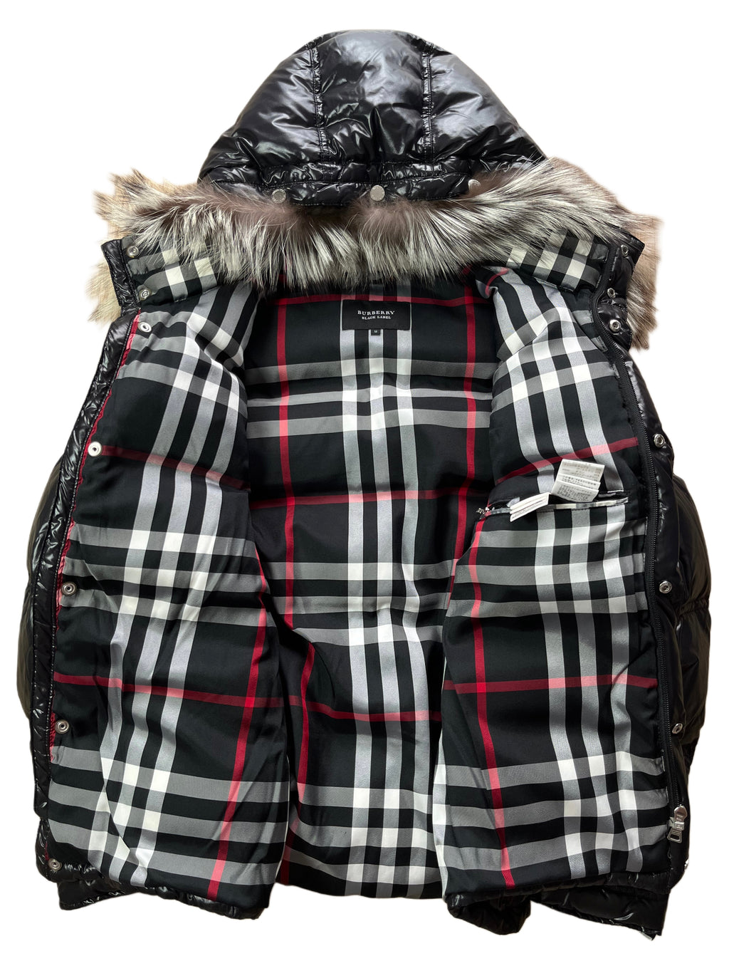 00’s BURBERRY made in Japan real fur down jacket (S/M) - black