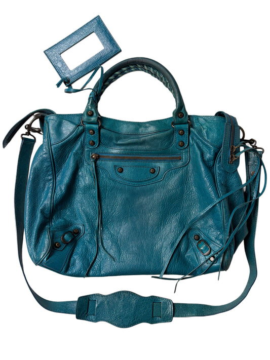 2012 BALENCIAGA
Blue Lambskin Leather Motorcycle City Bag