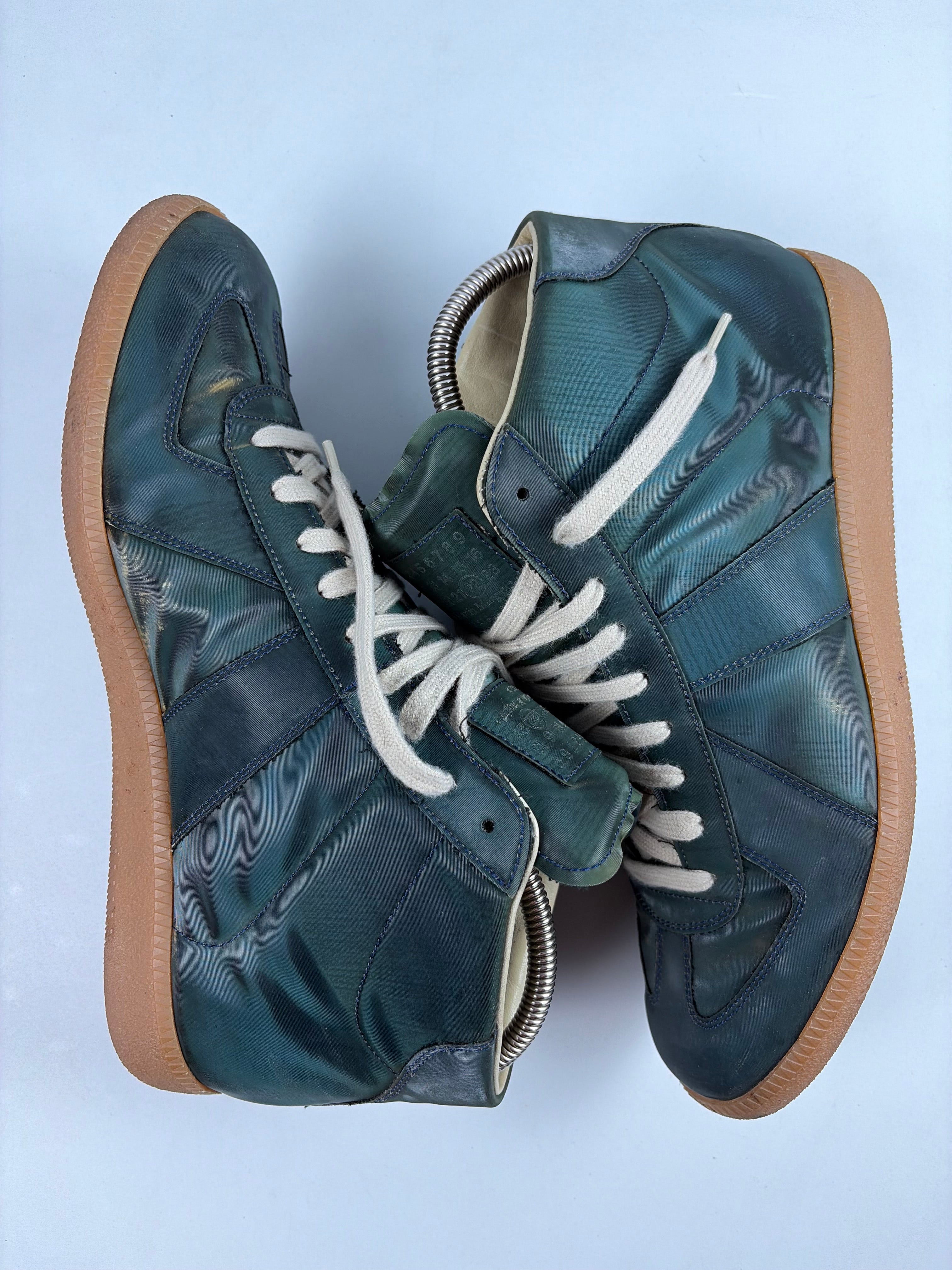 2014 Maison Margiela reflective metallic green high top gats - eu 43 / us 10