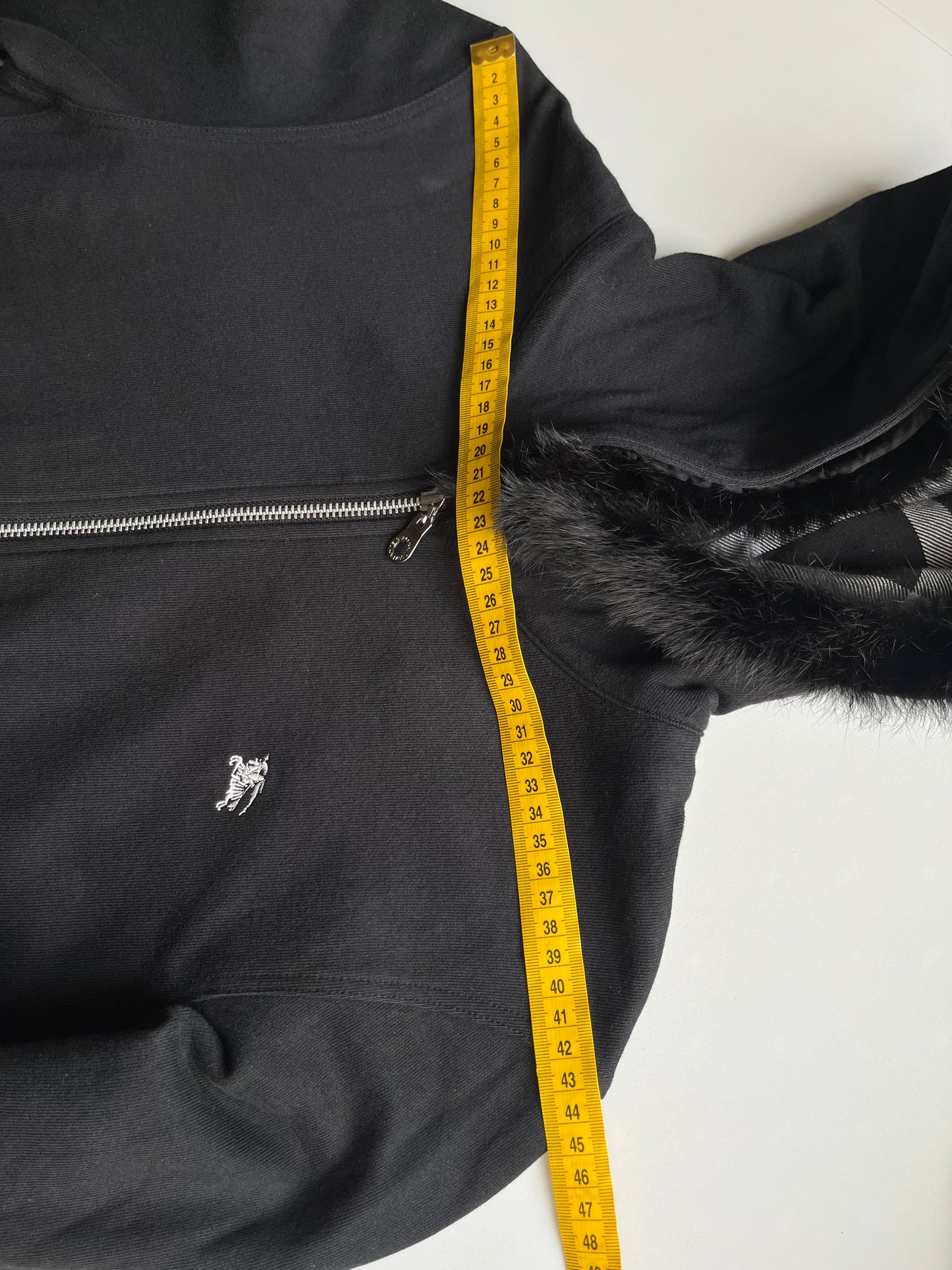 00’s BURBERRY rabbit fur zip hoodie (S/M) - black