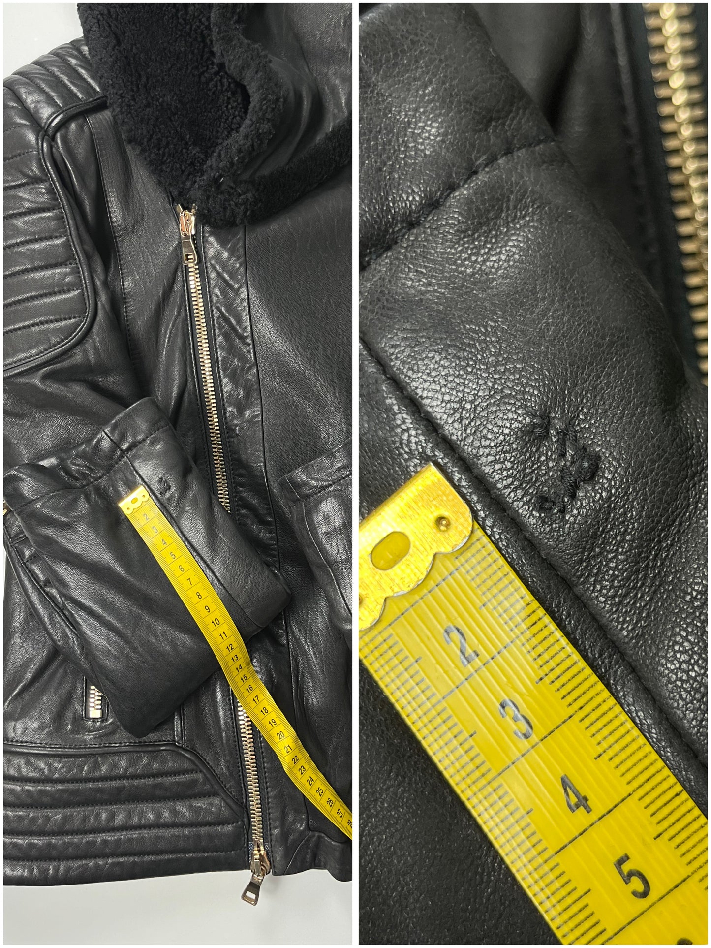 2017 BALMAIN lamb leather fur hooded biker jacket - size M - black