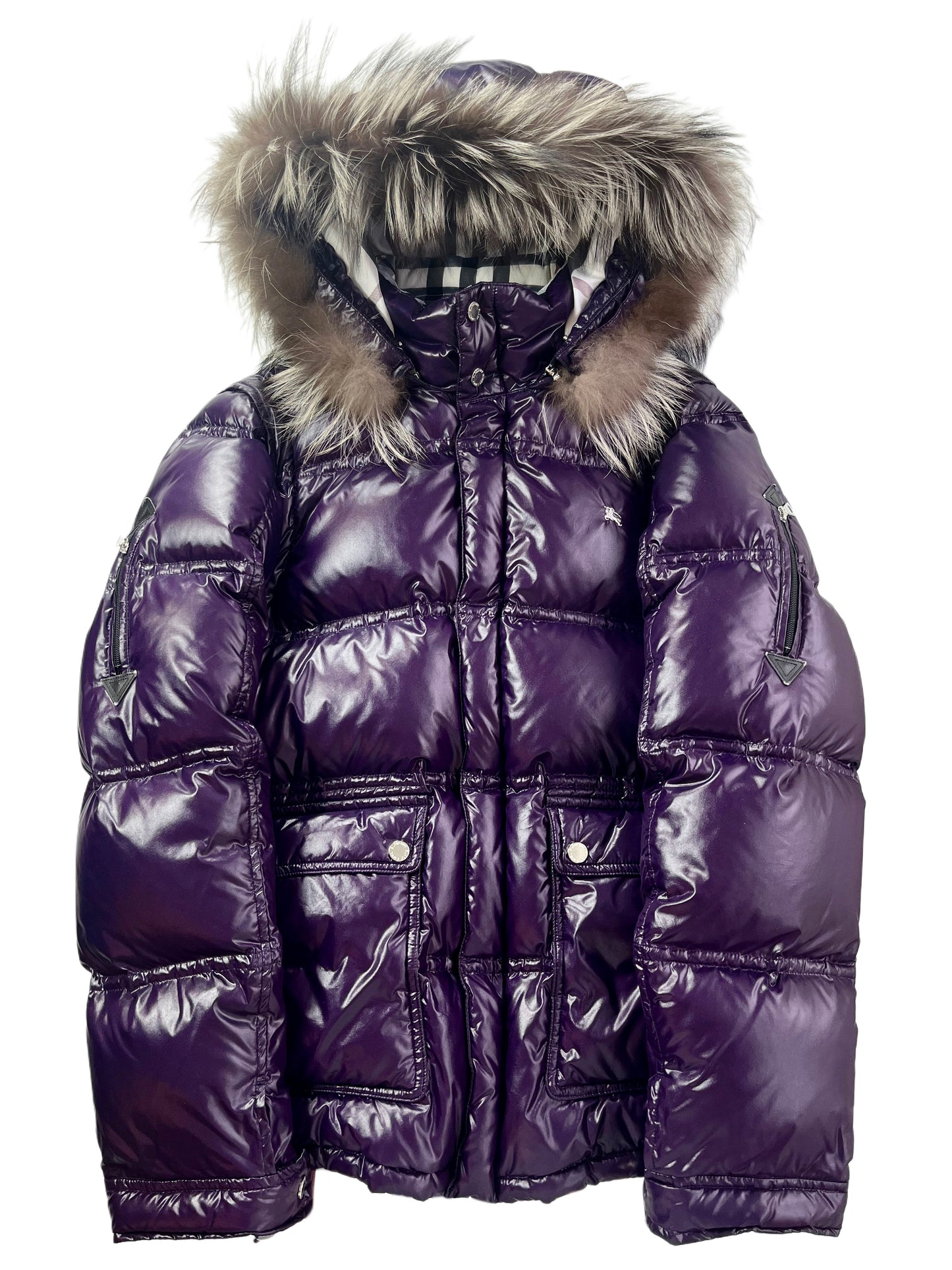 00’s BURBERRY made in Japan real fur down jacket (L/LL) - purple