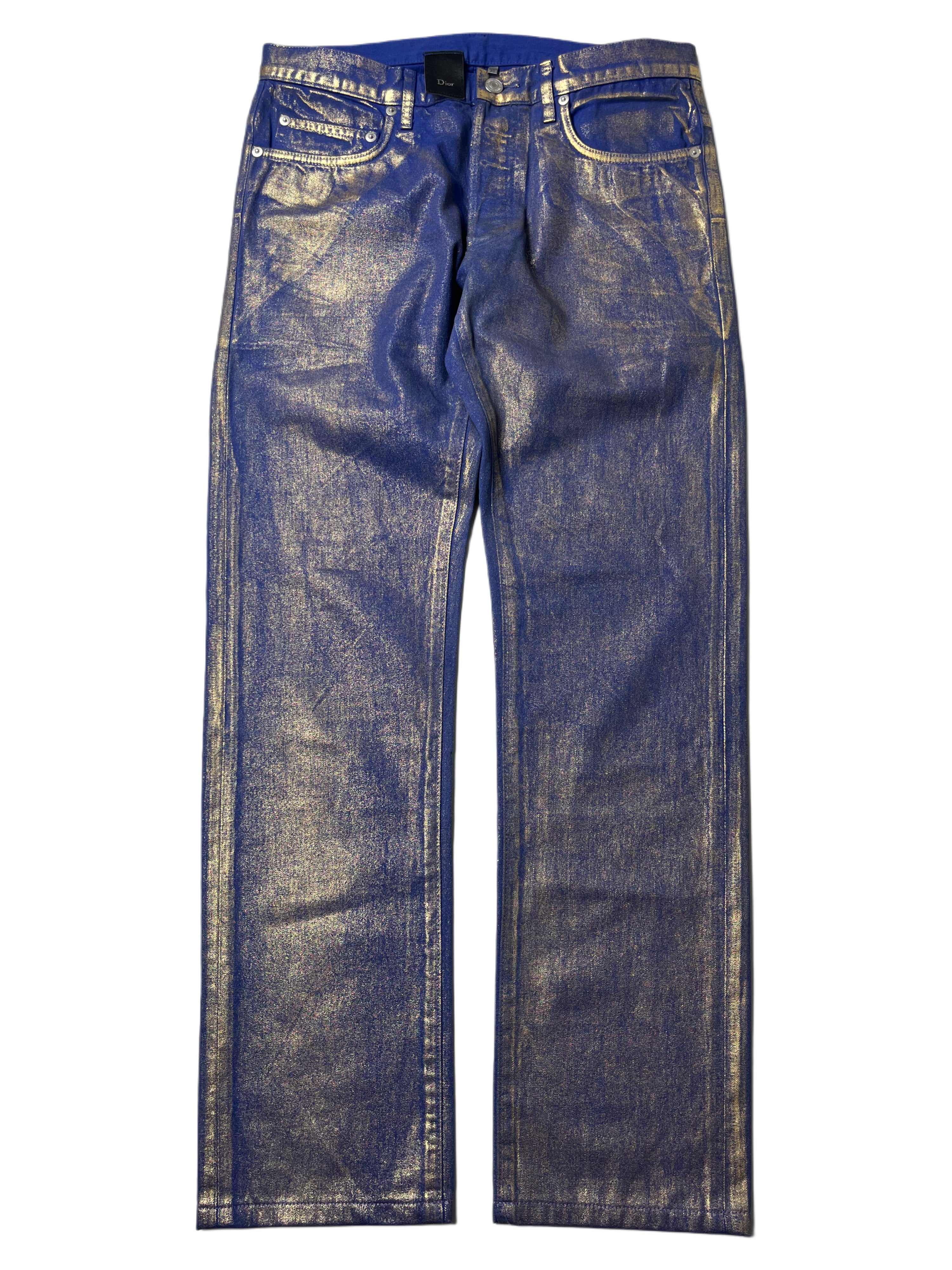 2009 DIOR ‘Planisphere’ gold luster jeans