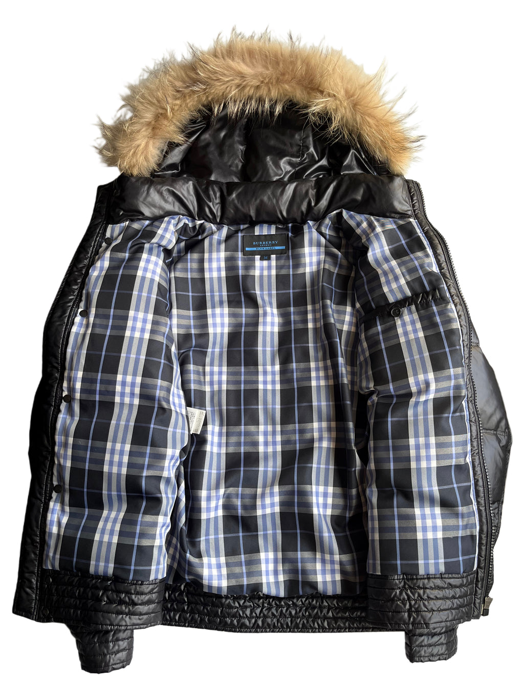 00’s BURBERRY made in Japan real fur down jacket (S/M) - black