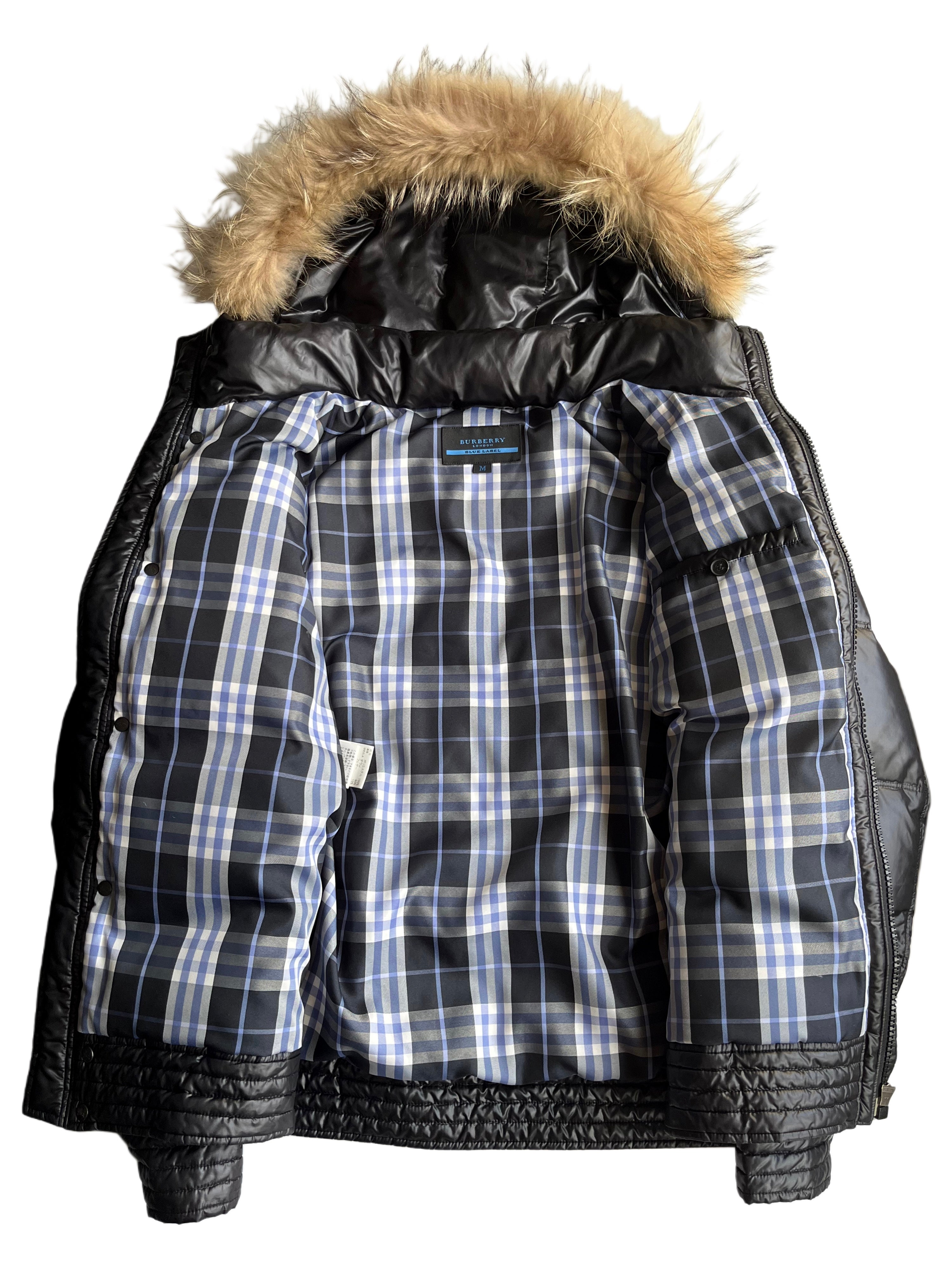 00’s BURBERRY made in Japan real fur down jacket (S/M) - black