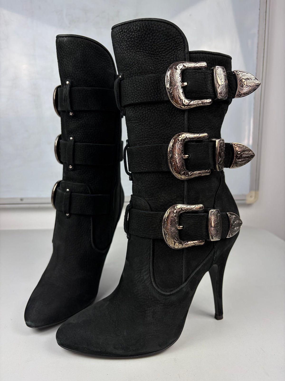 2009 BALMAIN x Giuseppe Zanotti multi-buckle boots - eu 37.5 / us 7.5 / uk 4.5