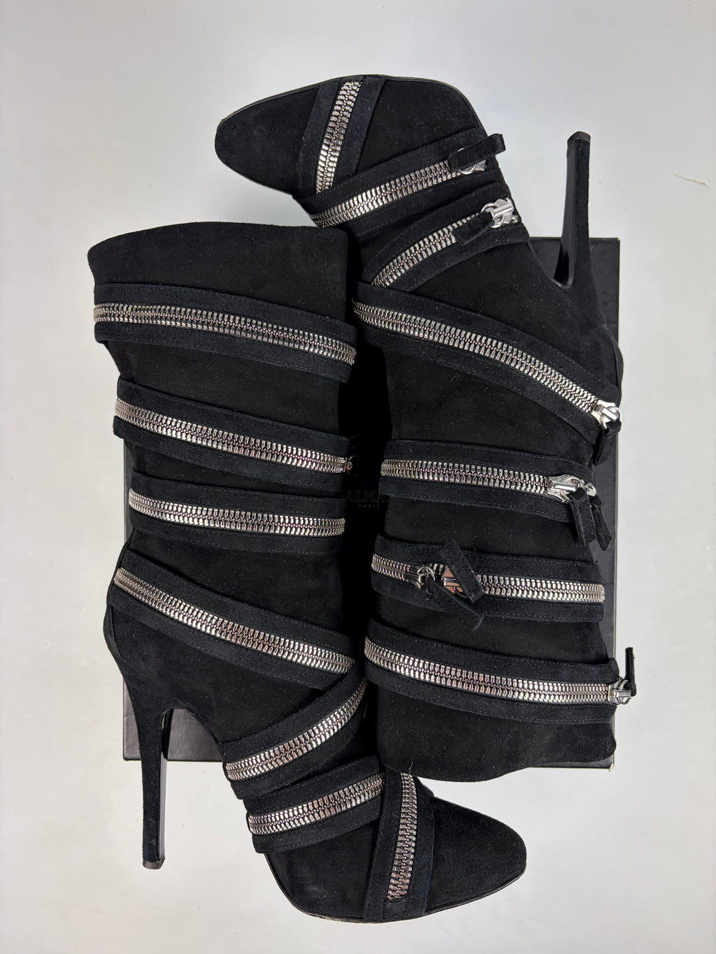 2009 BALMAIN x Giuseppe Zanotti suede zipper boots - eu 38.5 / us 8.5