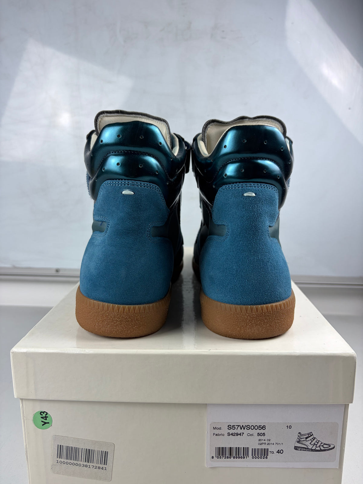 2014 Maison Margiela Replica metallic velcro high tops - eu 40 / us 7 / uk 6 - blue