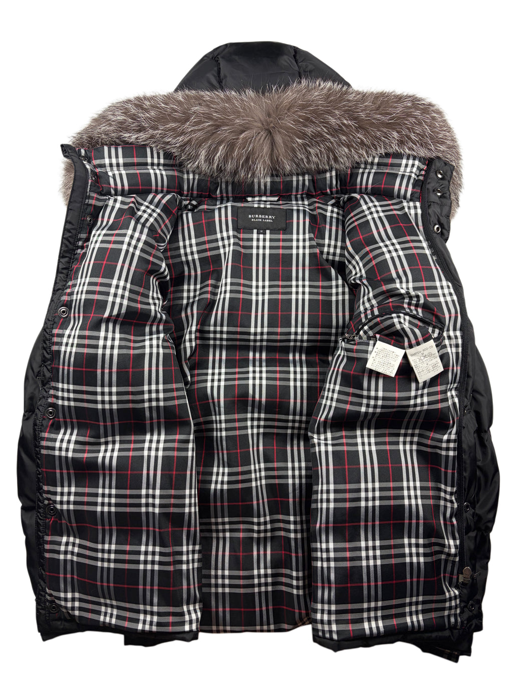 00’s BURBERRY Black Label real fur down jacket (S/M) - black