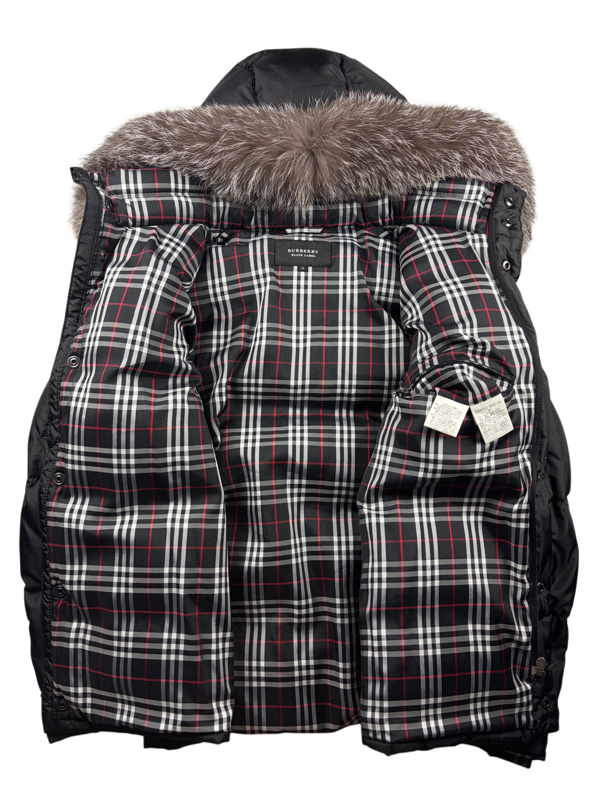 00’s BURBERRY Black Label real fur down jacket (S/M) - black