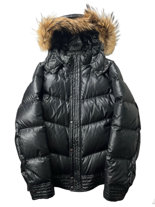 00’s BURBERRY made in Japan real fur down jacket (LL/XL) - black
