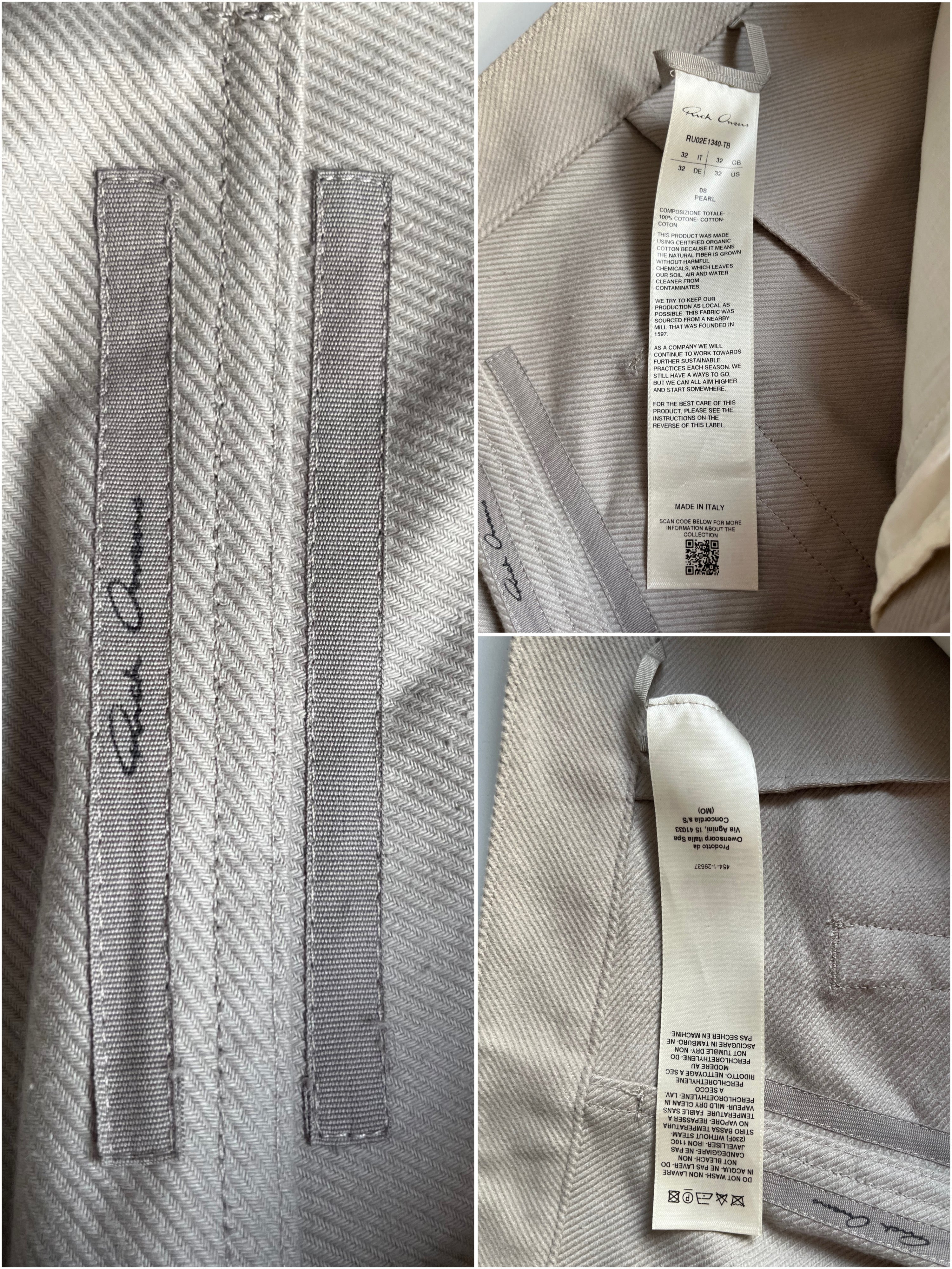 RICK OWENS CONCORDIANS DOUBLE CARGO JEANS - W32 - light gray