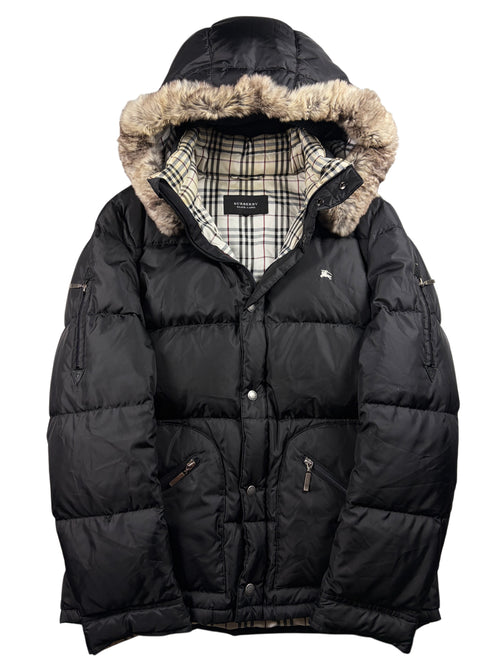 00’s BURBERRY Black Label real fur down jacket (M/L) - black