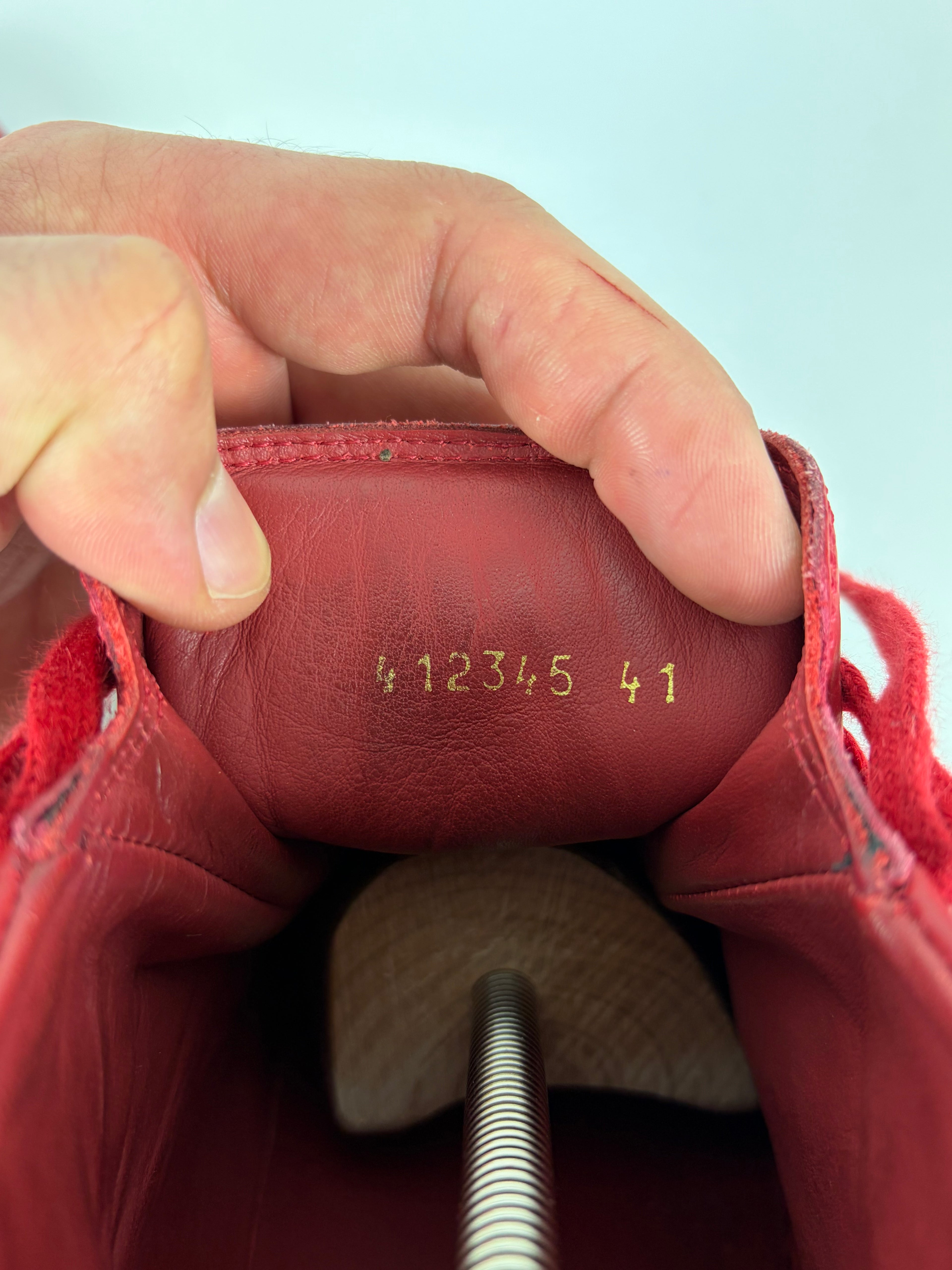 Balenciaga arena leather & suede high tops - eu 41 - red