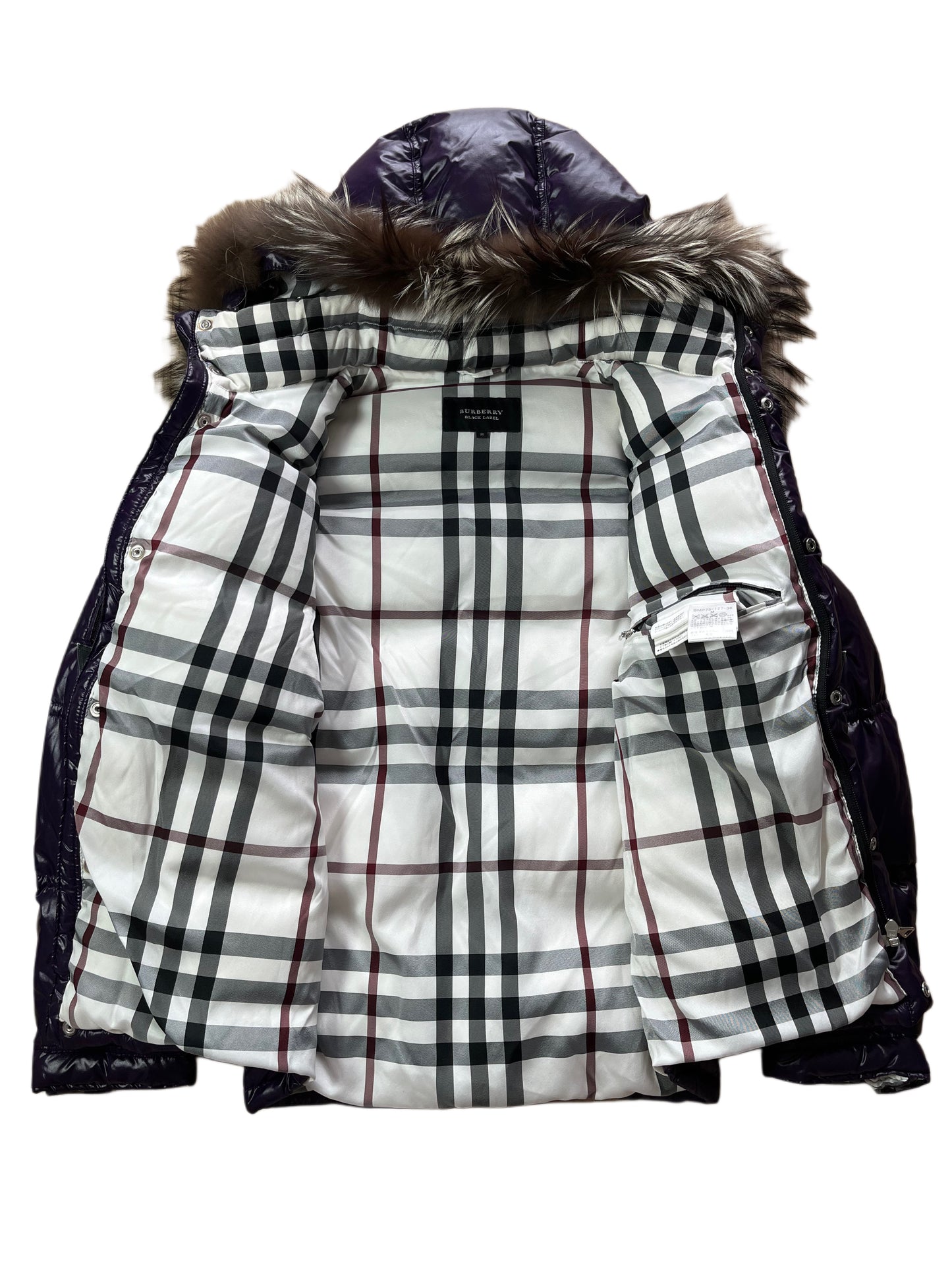 00’s BURBERRY made in Japan real fur down jacket (S/M) - purple