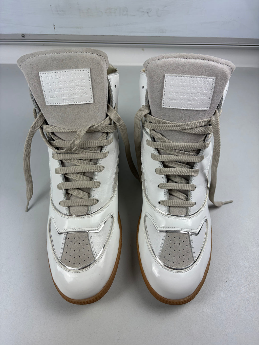 Maison Margiela ‘Cadillac’ patent leather & suede high tops - eu 45 / us 12 / uk 11 - brand new