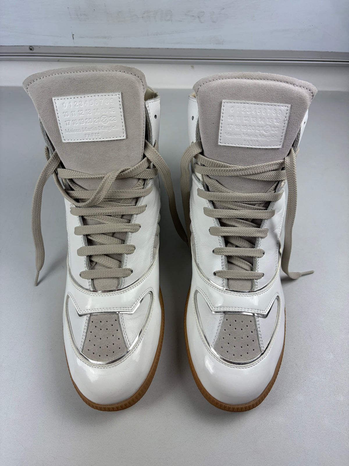 Maison Margiela ‘Cadillac’ patent leather & suede high tops - eu 45 / us 12 / uk 11 - brand new