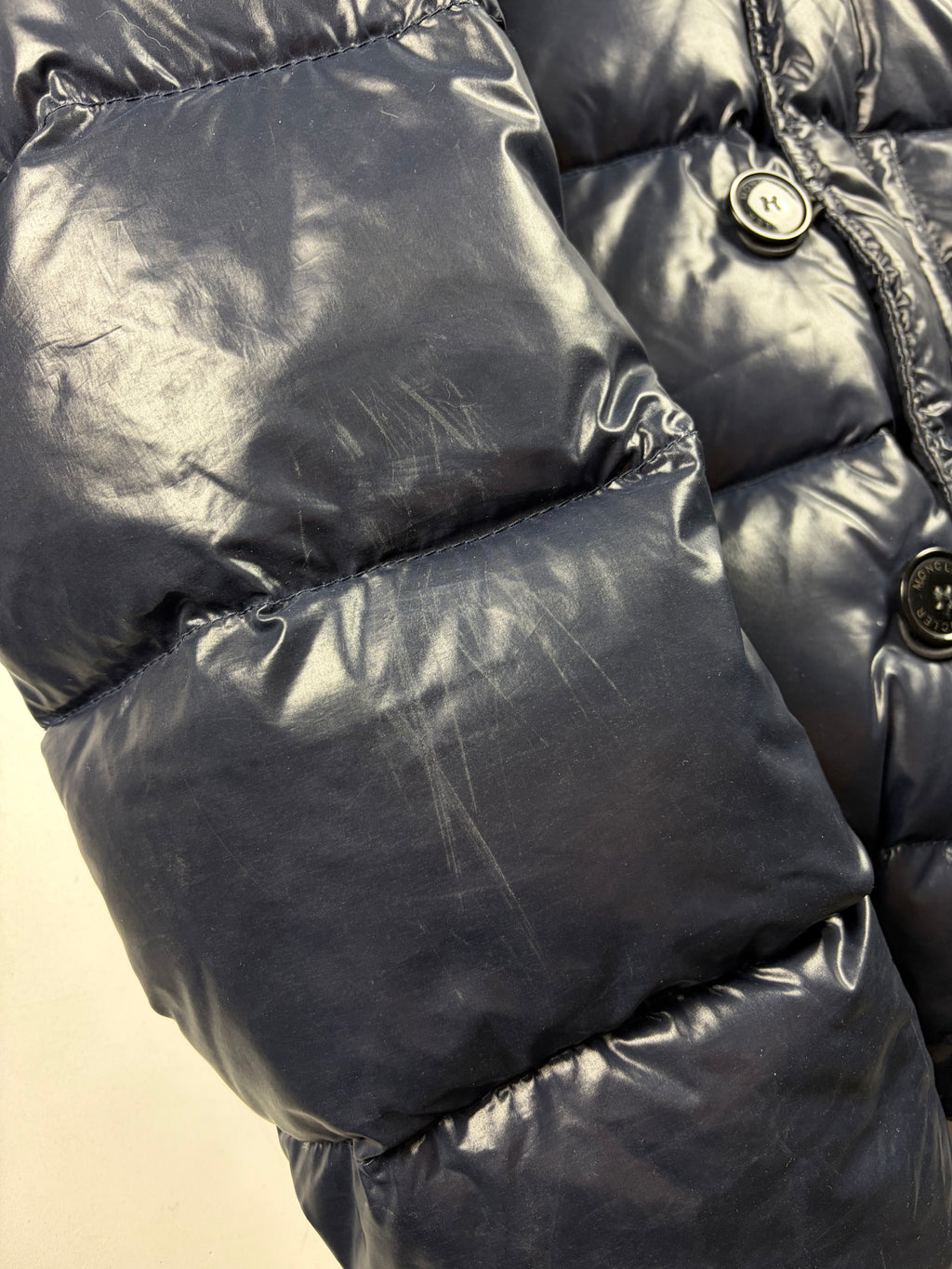 2010’s MONCLER real fur down jacket - men’s size 3 (L) - navy blue