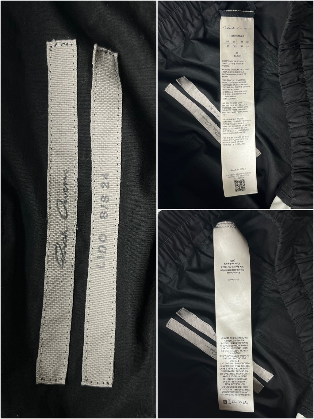 RICK OWENS COTTON PANTS - size 48 - black