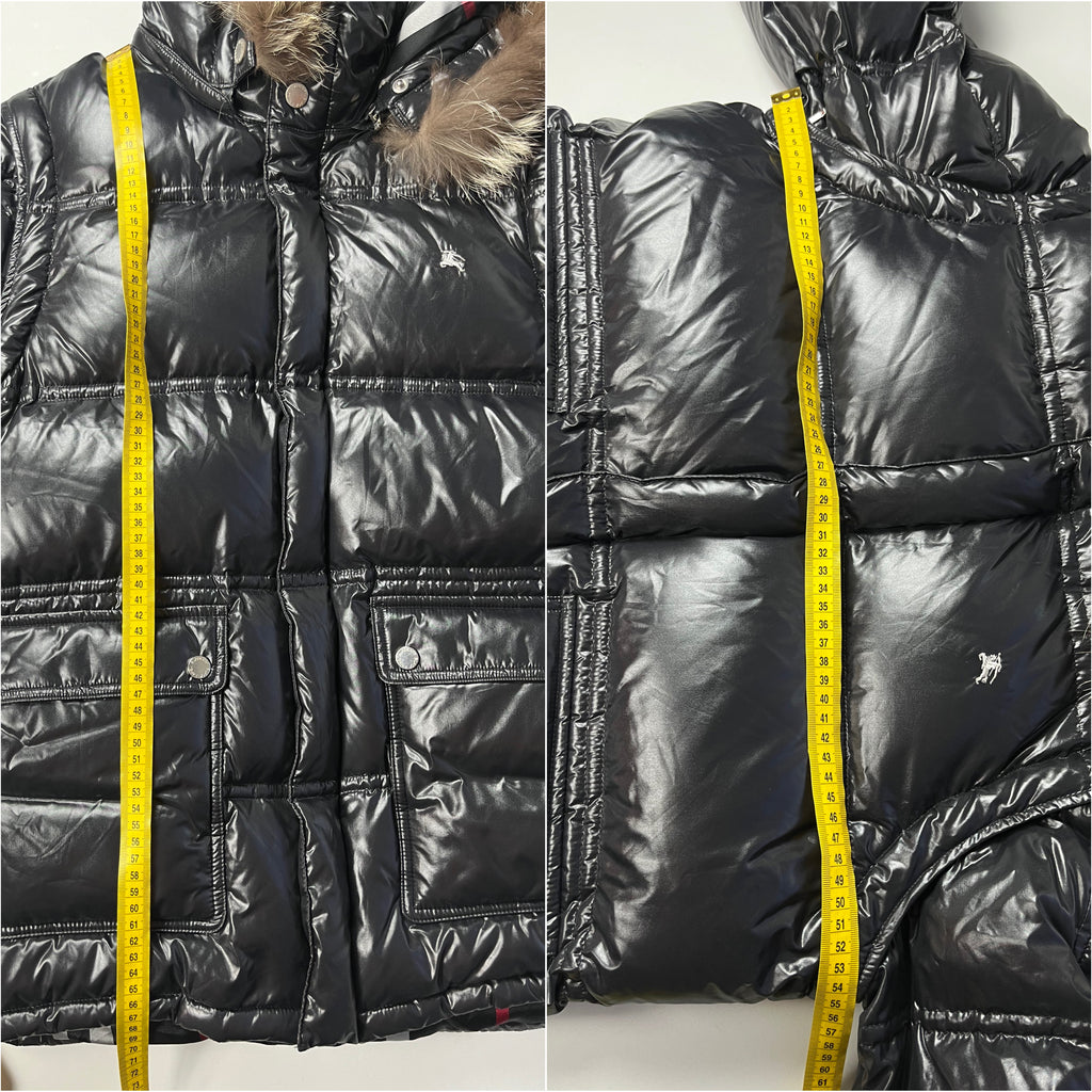 00’s BURBERRY made in Japan real fur down jacket (L/LL) - black