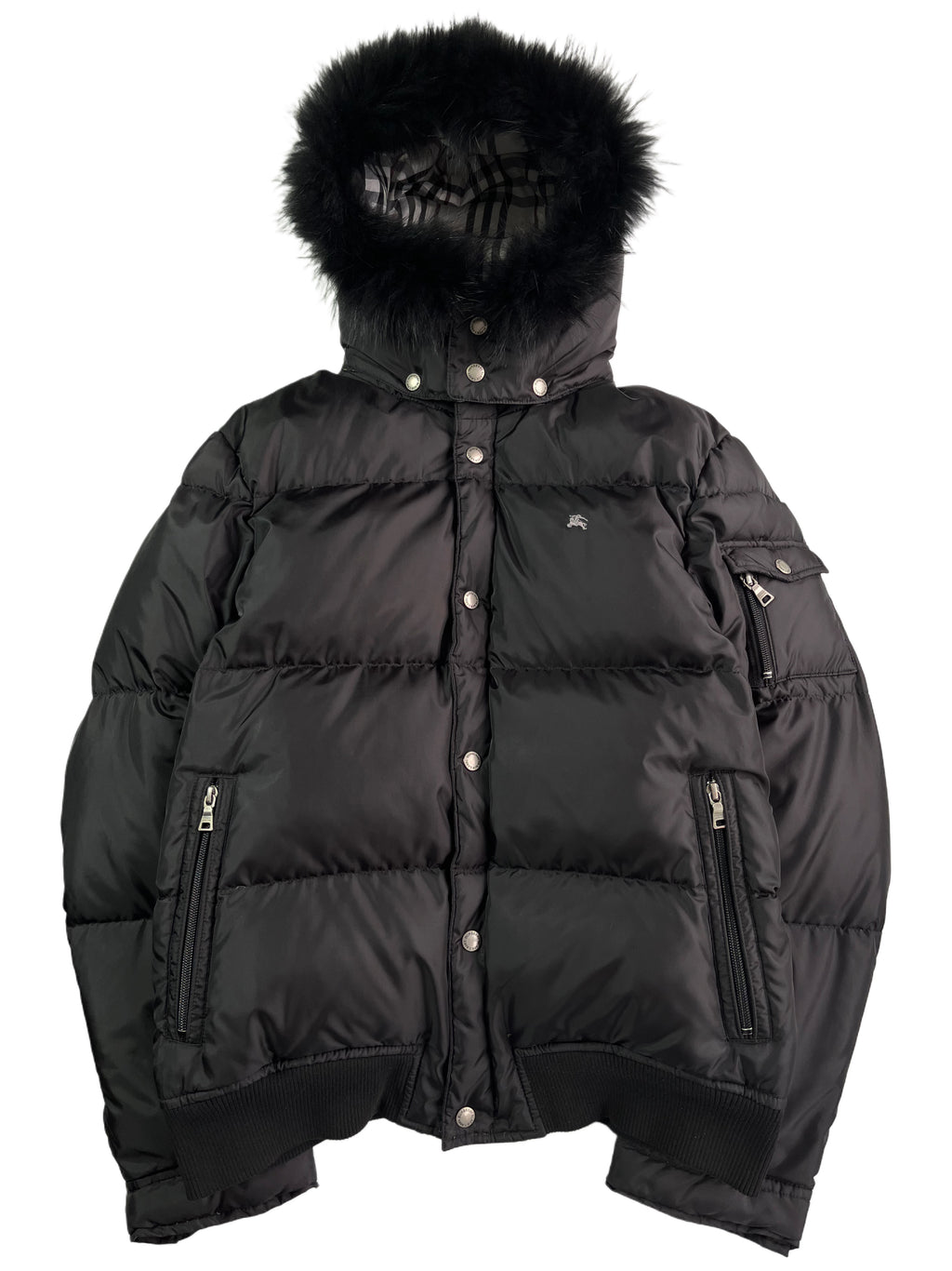 00’s BURBERRY made in Japan real fur down jacket (M/L) - black