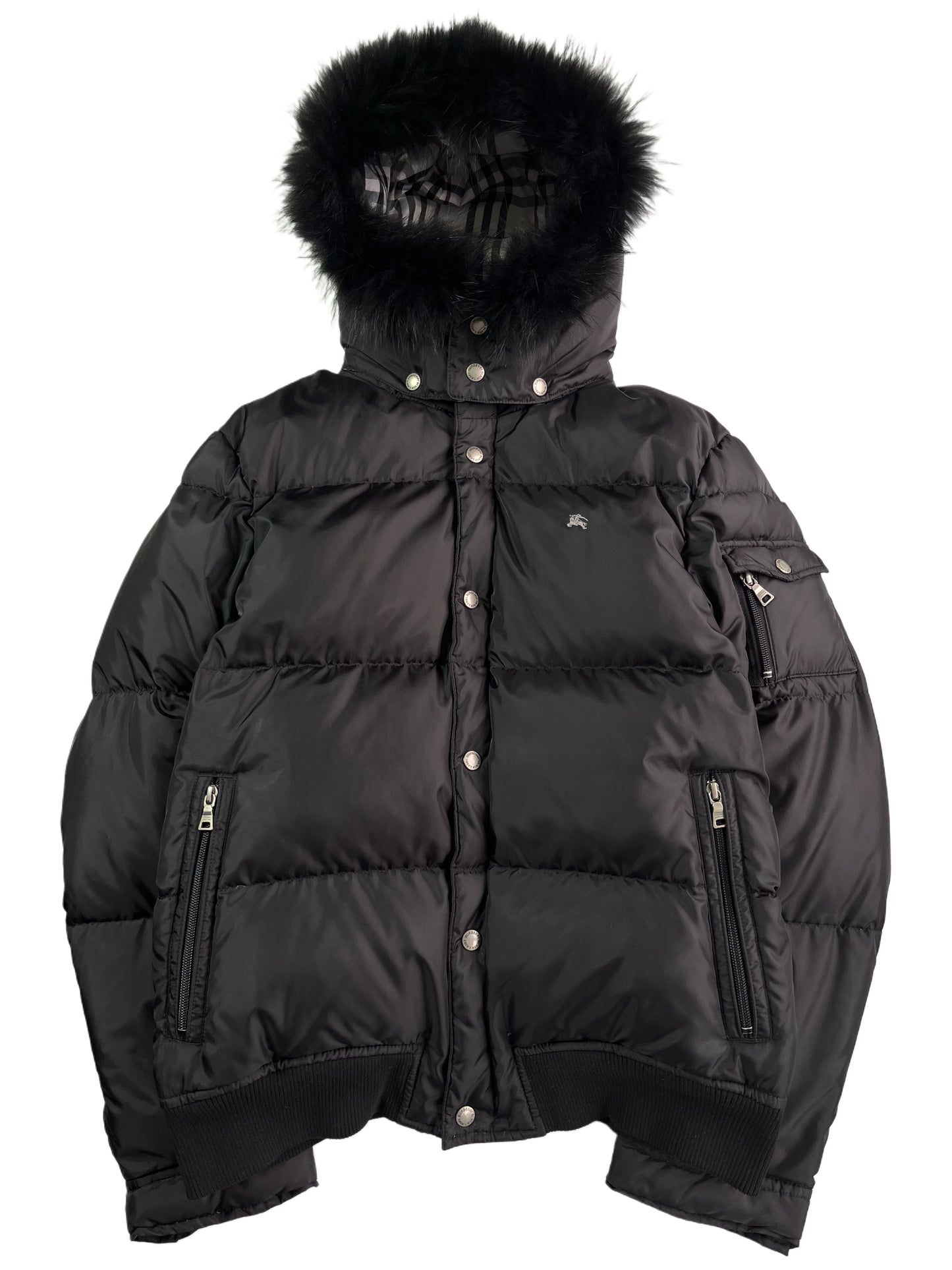 00’s BURBERRY made in Japan real fur down jacket (M/L) - black