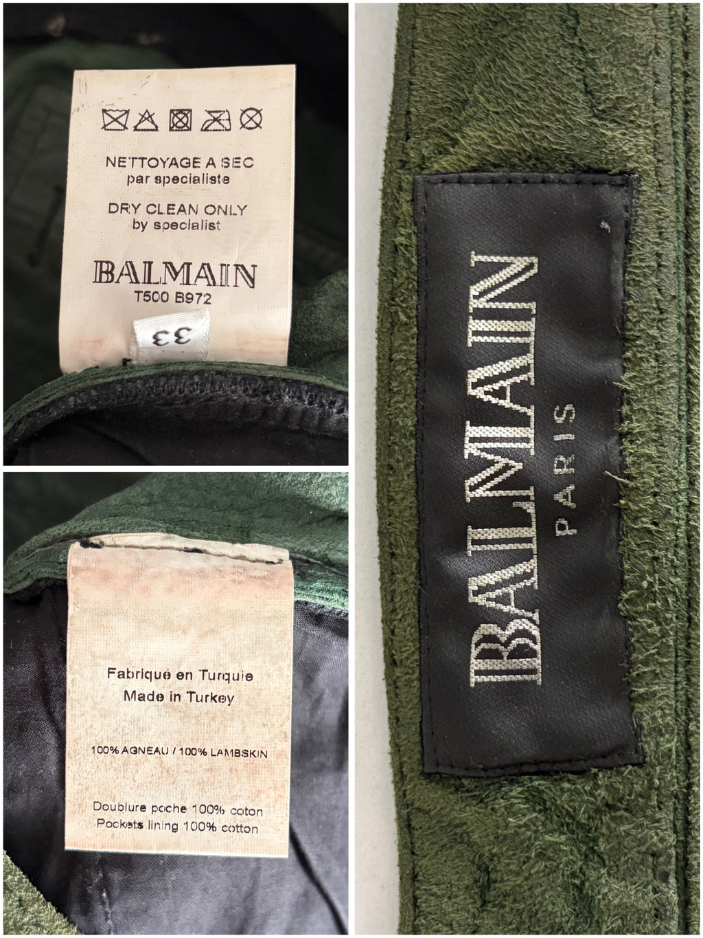 2012 BALMAIN lambskin leather suede biker pants - 33 - fits bigger