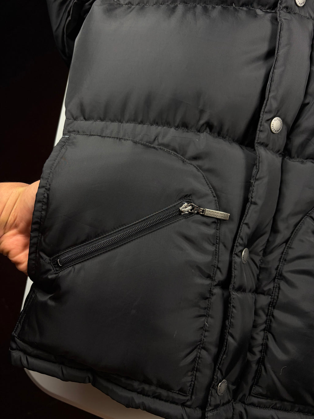 00’s BURBERRY Black Label real fur down jacket (S/M) - black