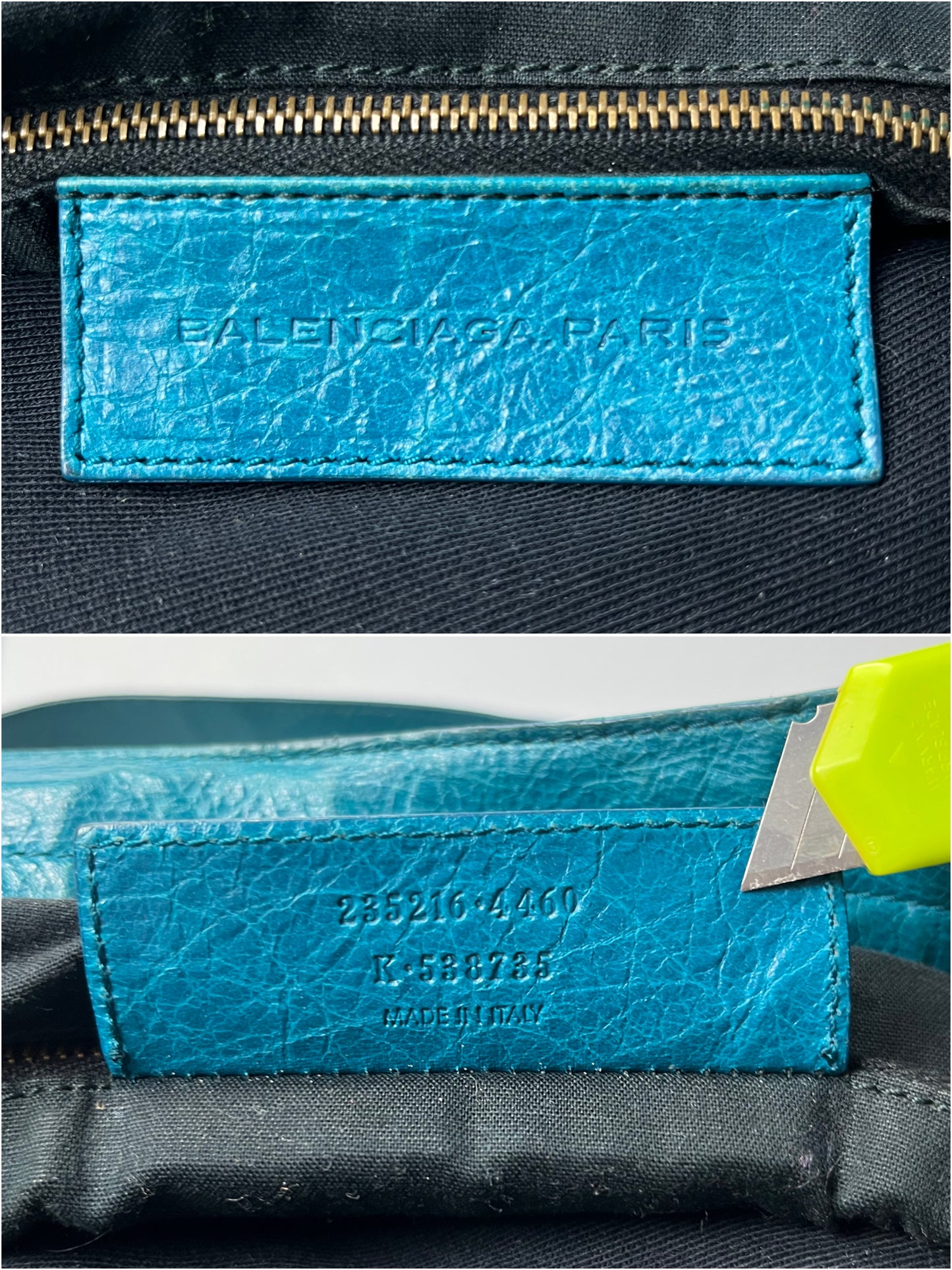 2012 BALENCIAGA
Blue Lambskin Leather Motorcycle City Bag