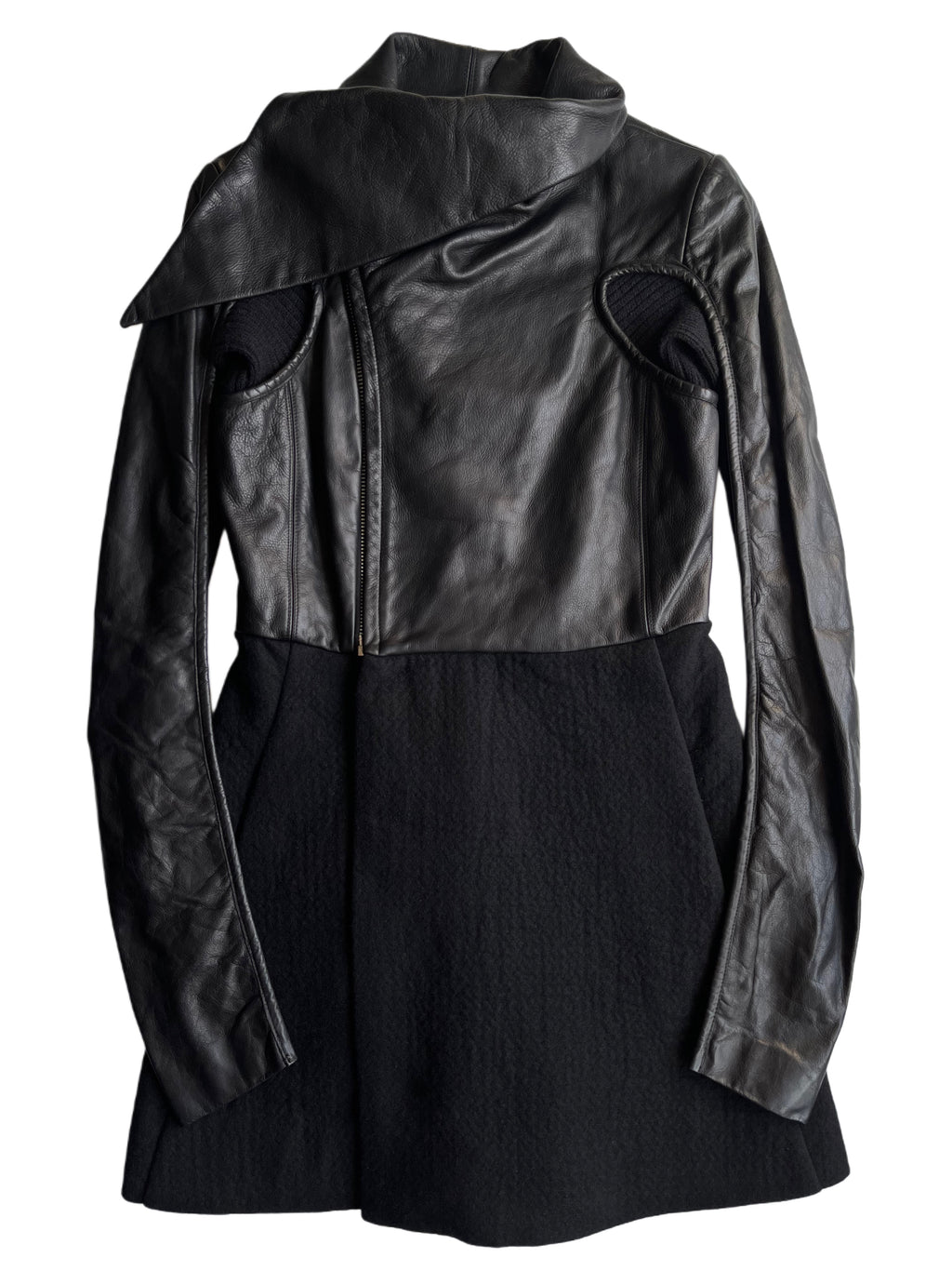 2010 Rick Owens GLEAM leather & cashmere dress jacket - size IT 42 - black
