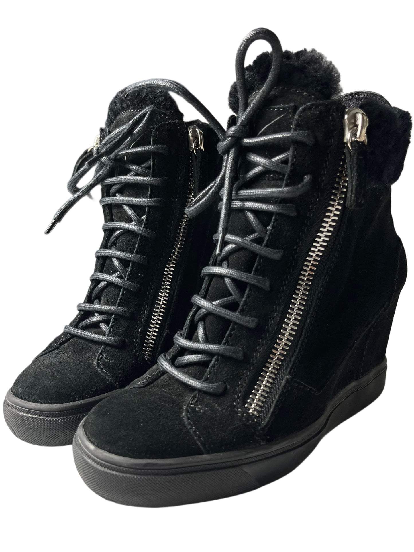 Giuseppe Zanotti suede wedge heel sneakers - EU 37 - black