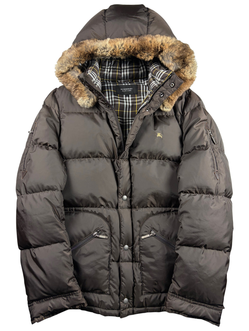 00’s BURBERRY Black Label real fur down jacket (LL) - olive green