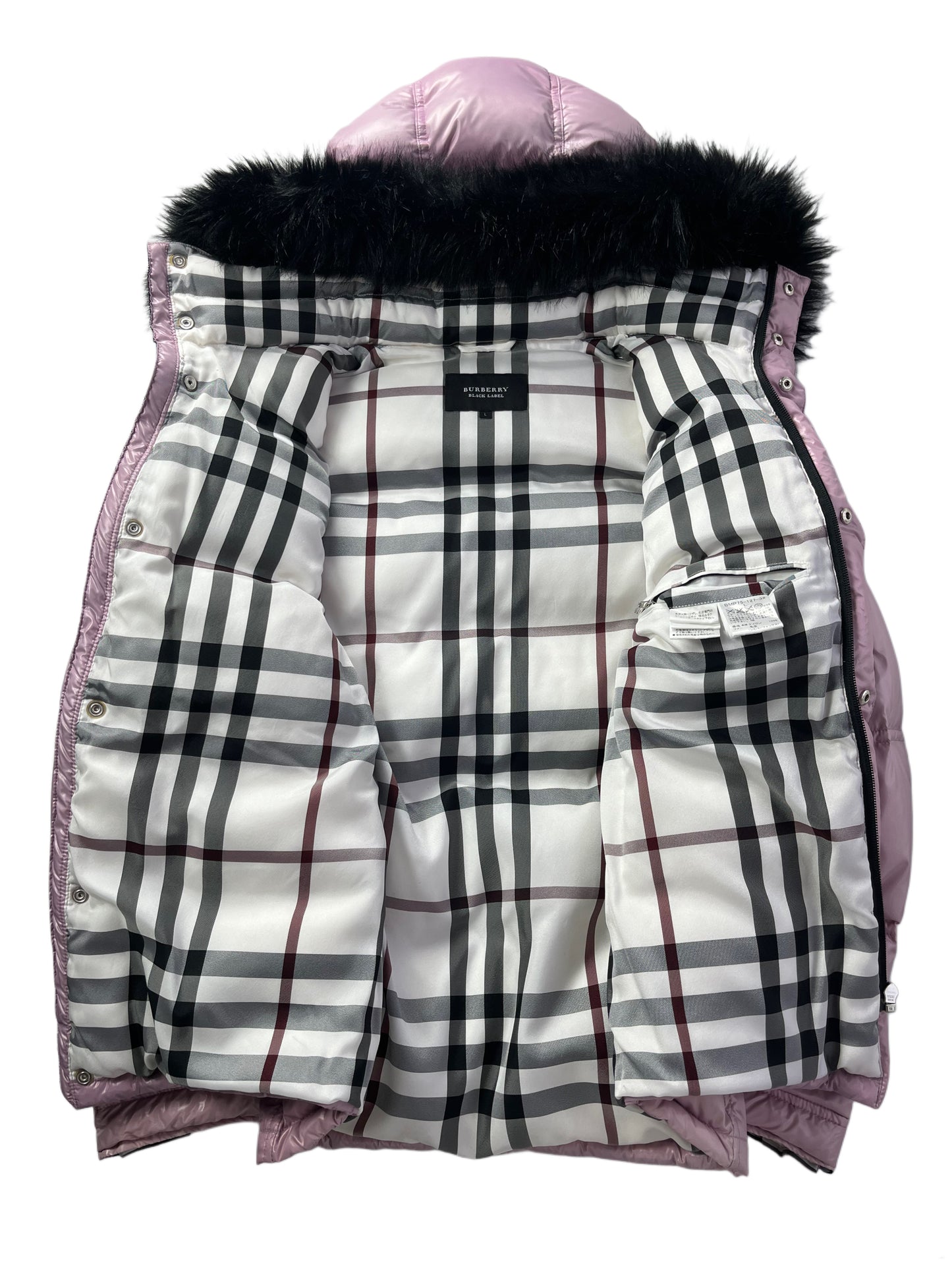 00’s BURBERRY made in Japan real fur down jacket (M/L) - pink
