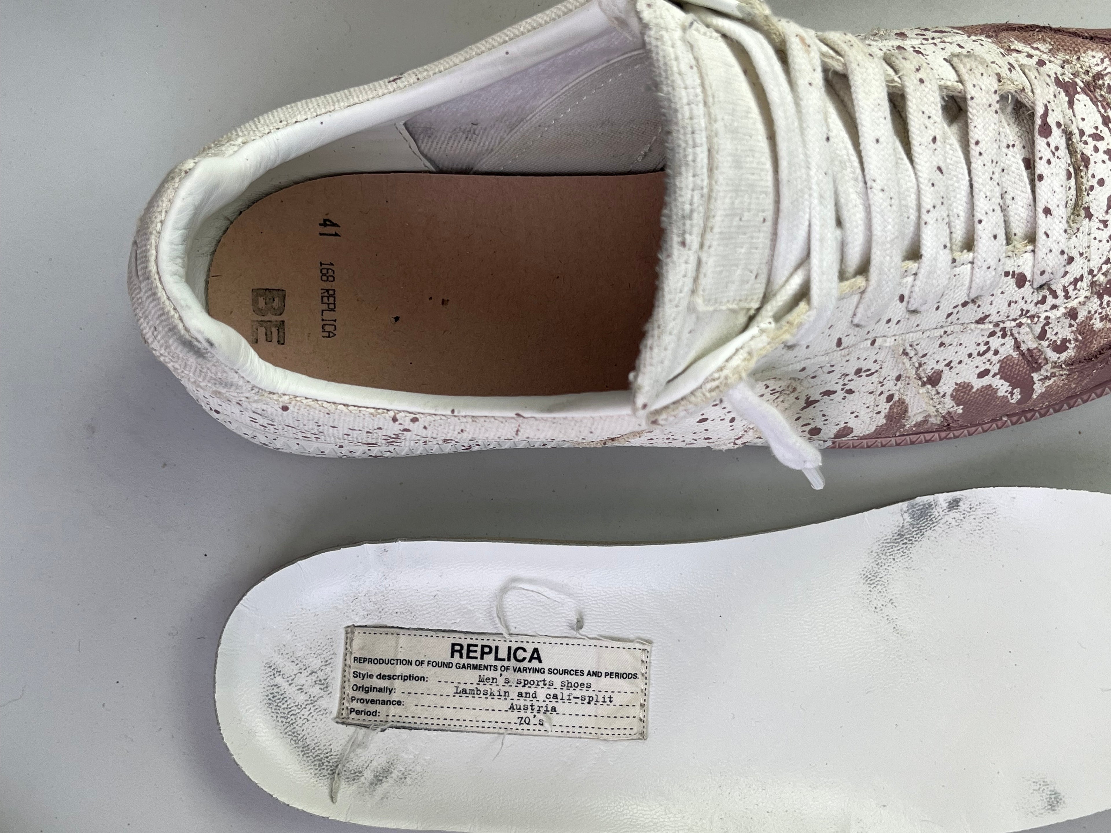 Maison Margiela pink paint splatter - Eu 41 - white & pink
