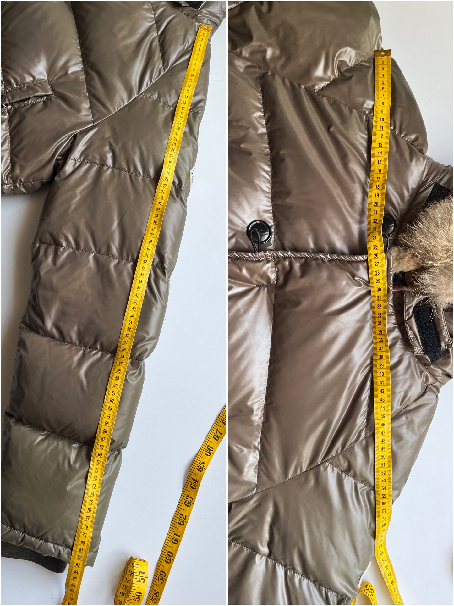 00’s MONCLER BULGARI real fur down jacket - size 5 (xl/xxl) - khaki