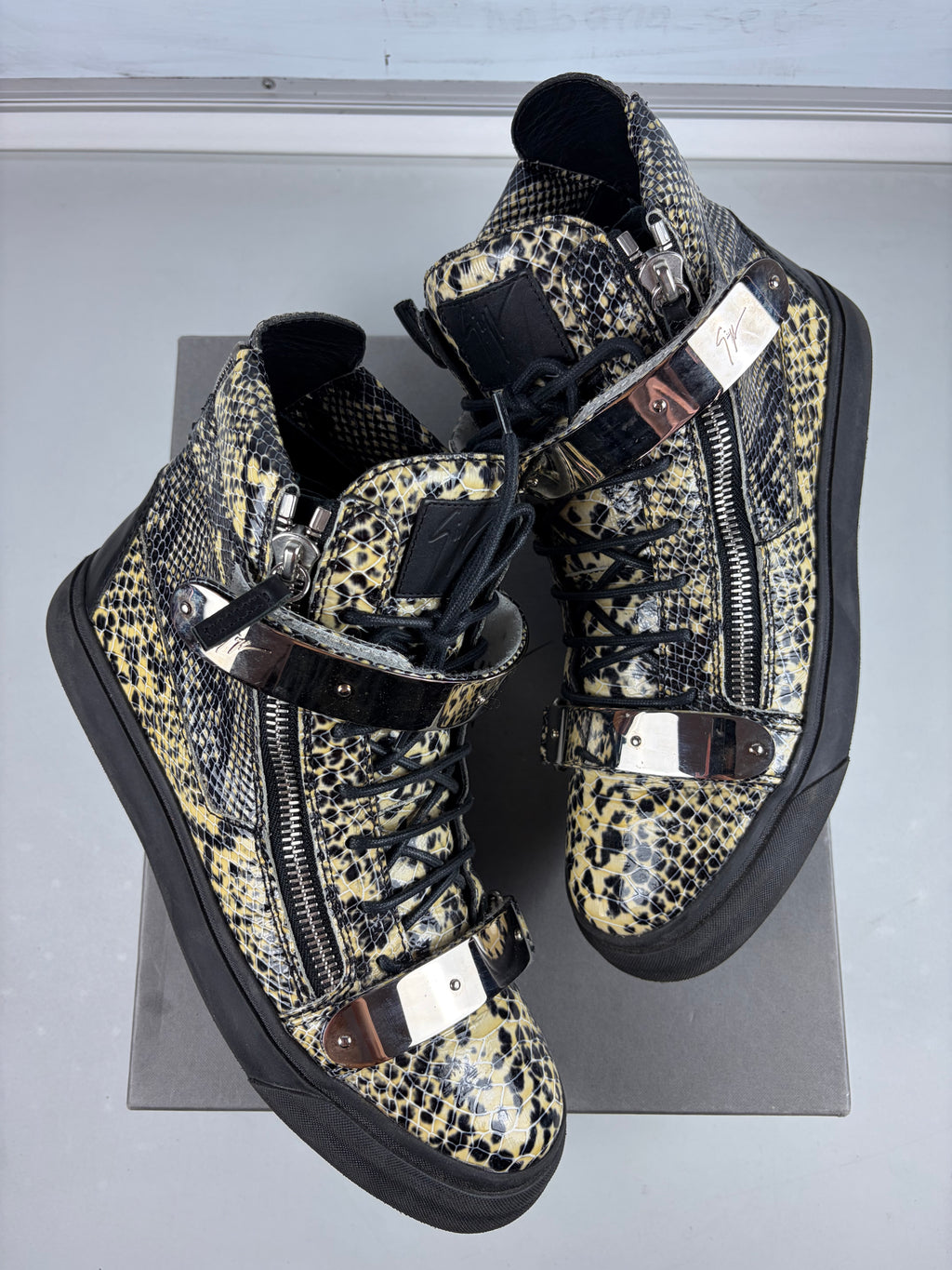 Giuseppe Zanotti Coby Python Embossed skin high tops - eu 44 / us 11