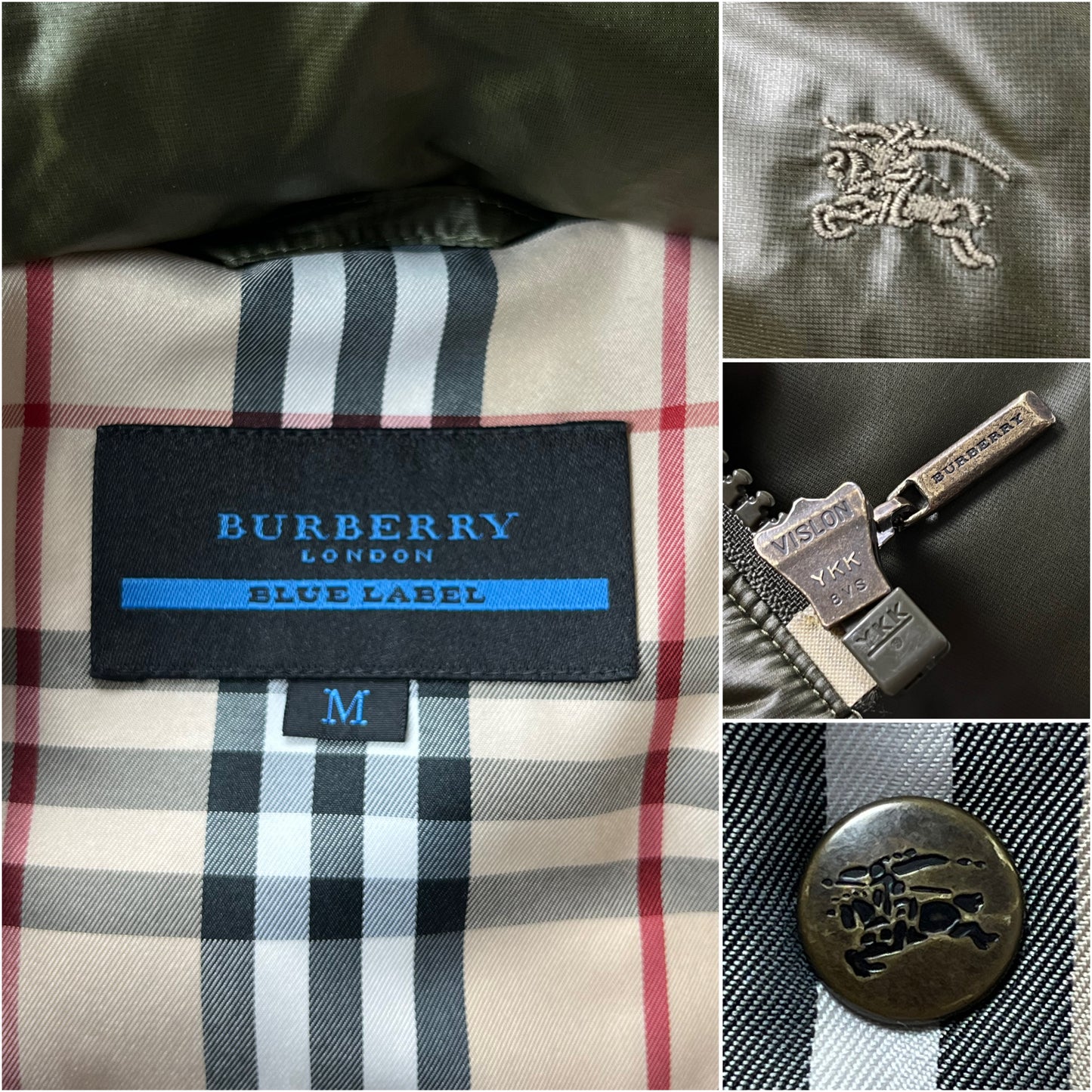 00’s BURBERRY made in Japan real fur down jacket (S/M) - dark green