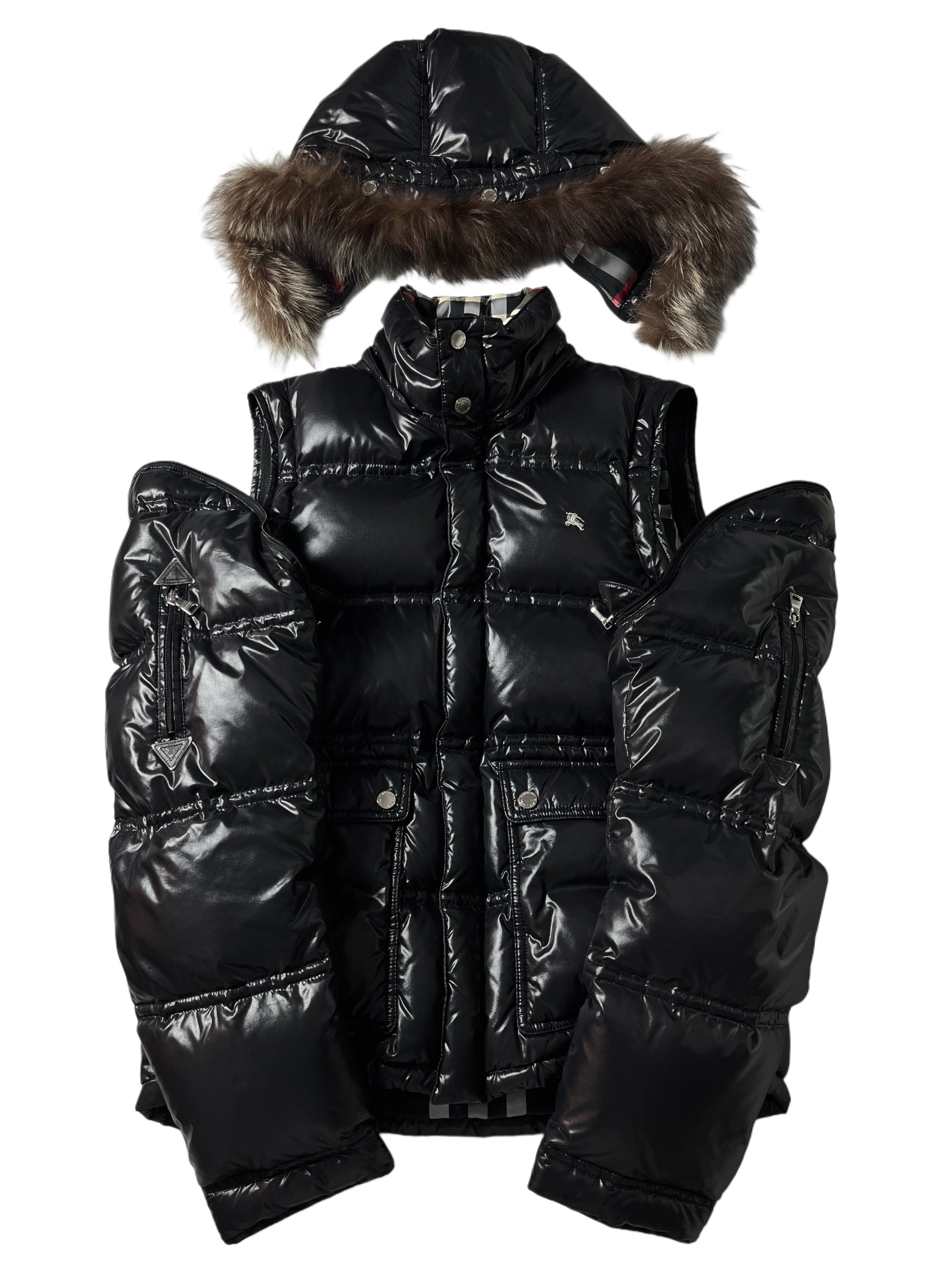 00’s BURBERRY made in Japan real fur down jacket (S/M) - black