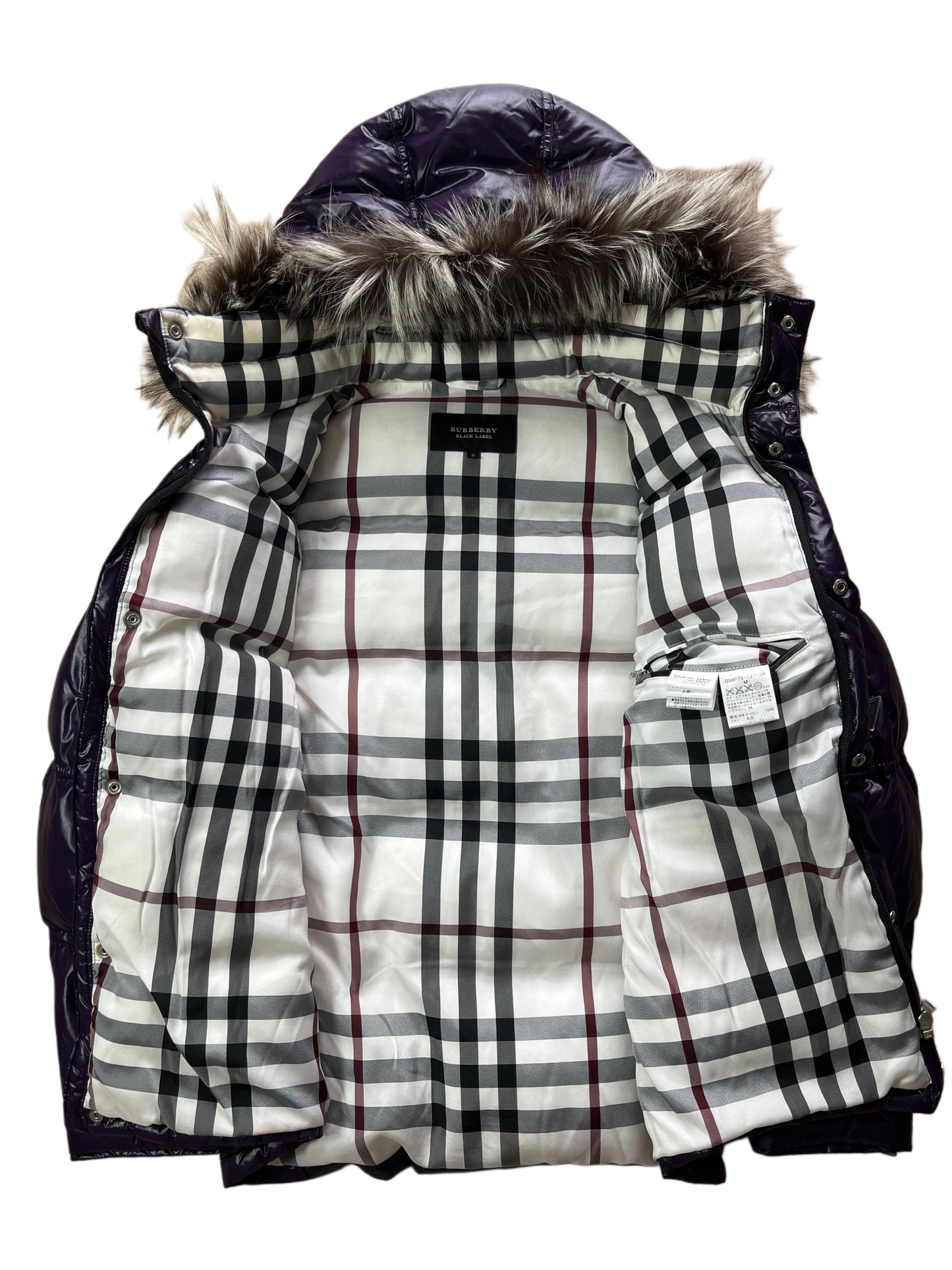 00’s BURBERRY made in Japan real fur down jacket (S/M) - purple