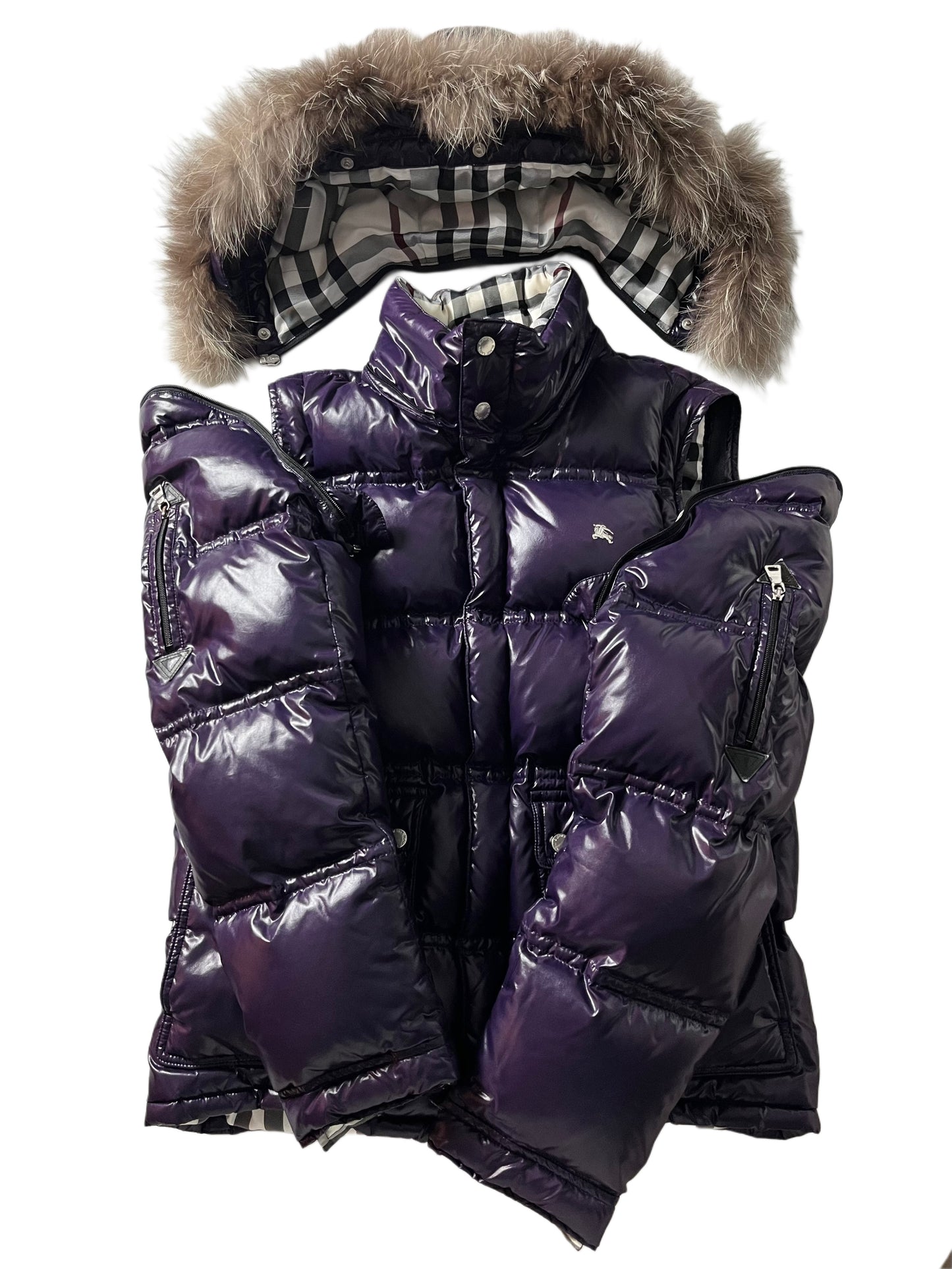 00’s BURBERRY made in Japan real fur down jacket (S/M) - purple