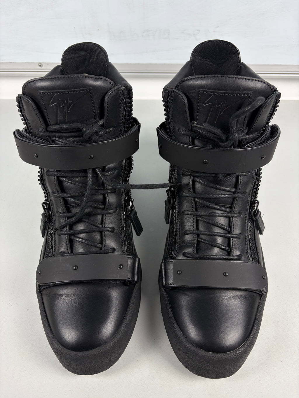 Giuseppe Zanotti 'Coby' double strap high tops - eu 44 / us 11 / uk 10 - triple black
