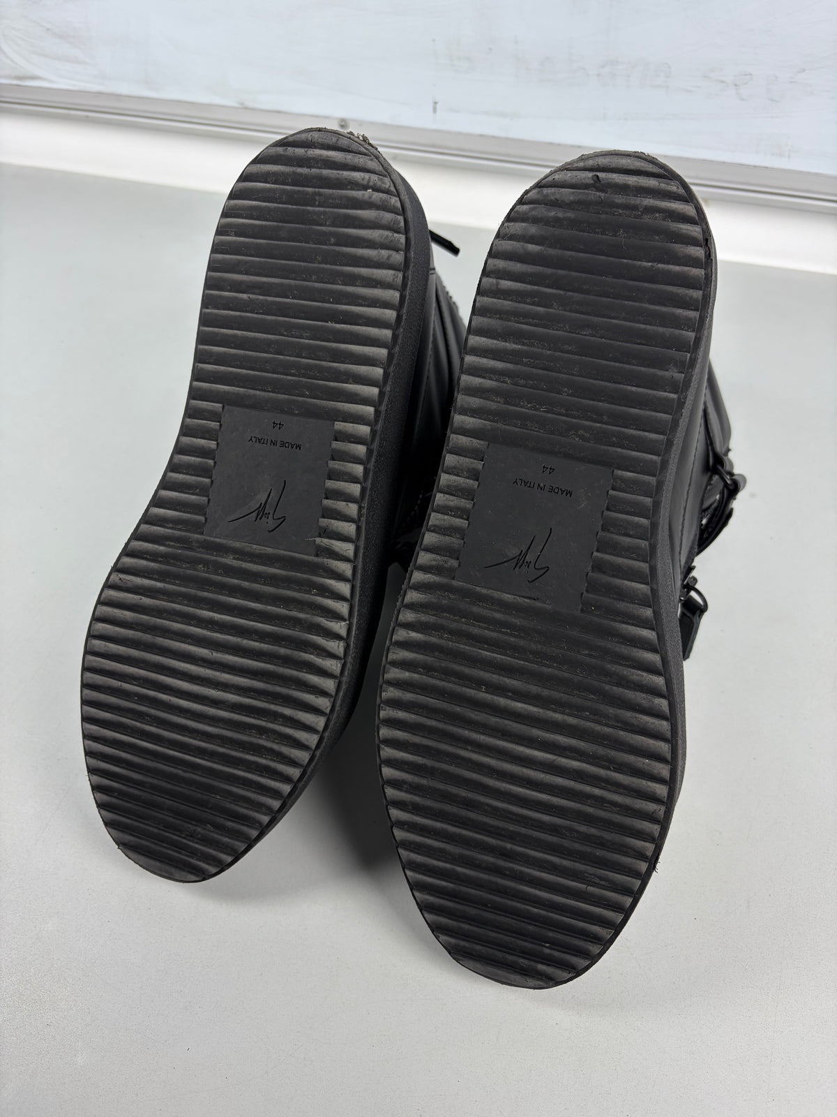 Giuseppe Zanotti 'Coby' double strap high tops - eu 44 / us 11 / uk 10 - triple black